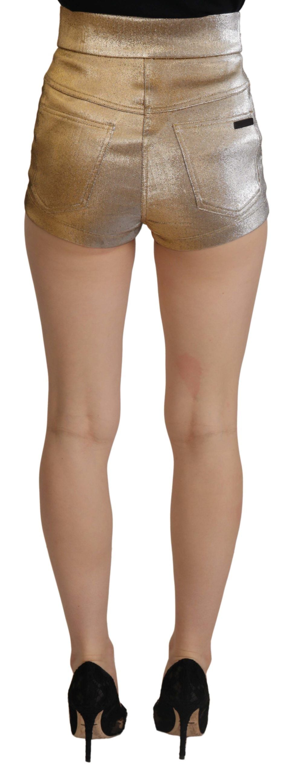 Dolce & Gabbana gold-colored, glittery hot shorts in a cotton blend-3