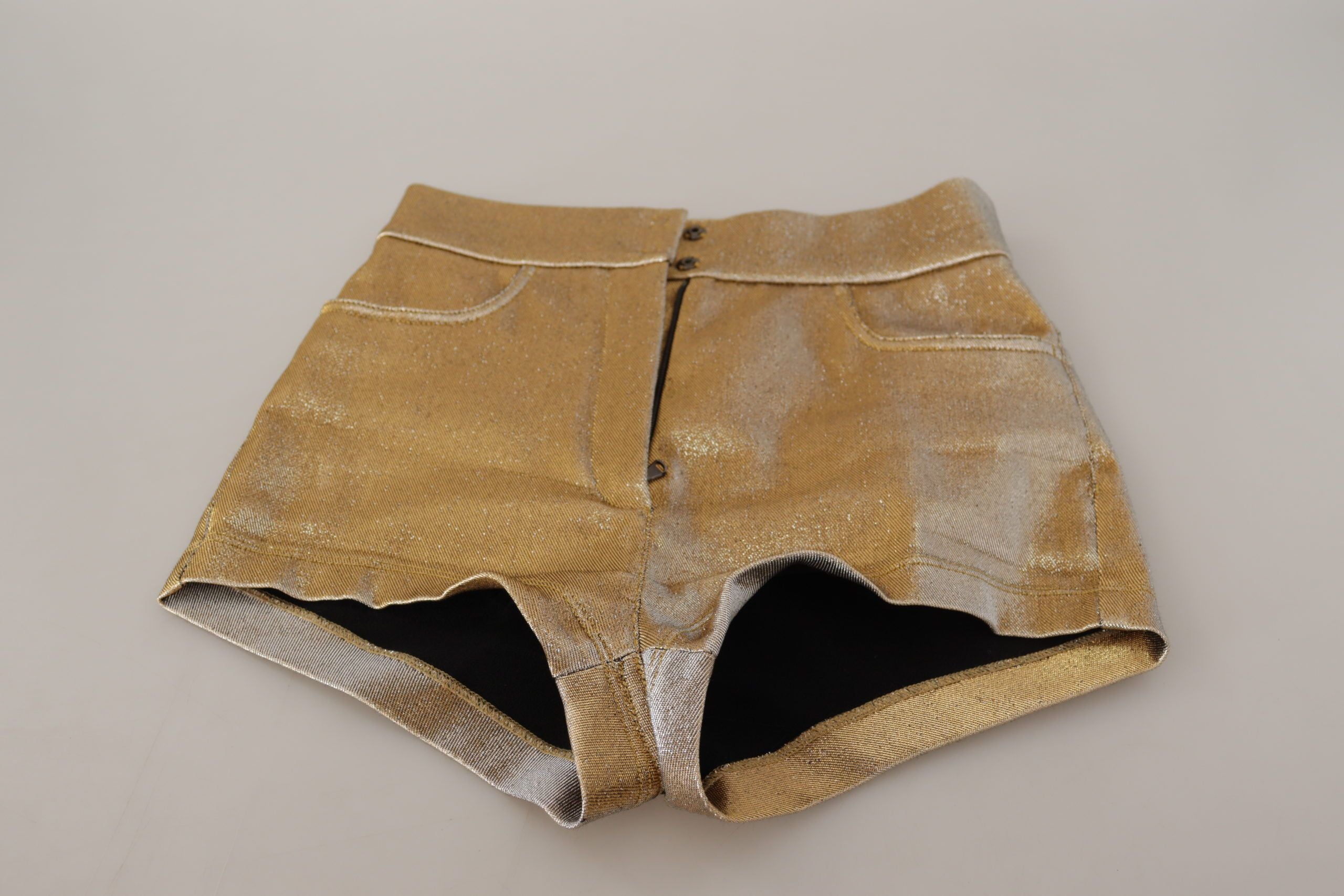 Dolce & Gabbana gold-colored, glittery hot shorts in a cotton blend-4