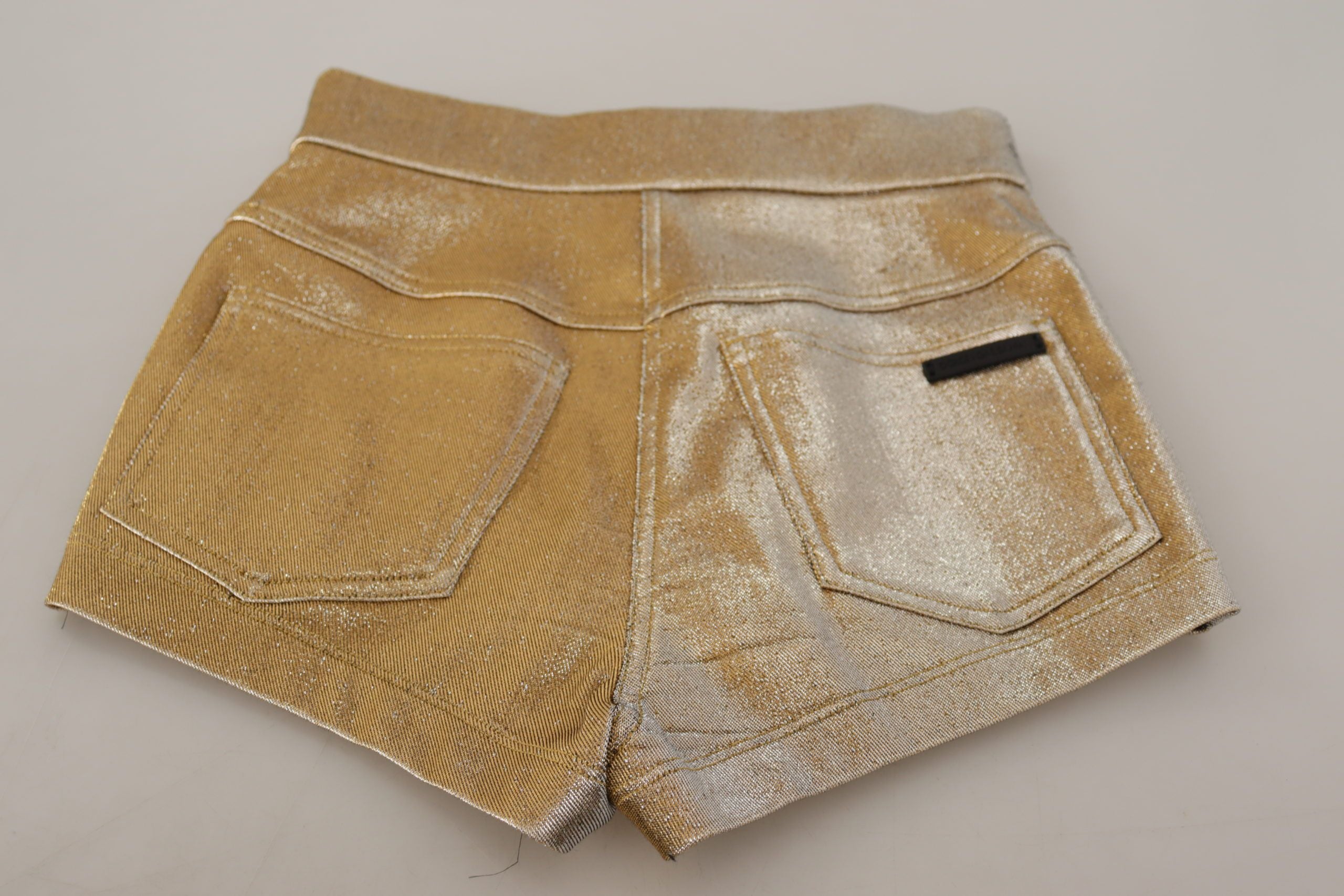 Dolce & Gabbana gold-colored, glittery hot shorts in a cotton blend-5