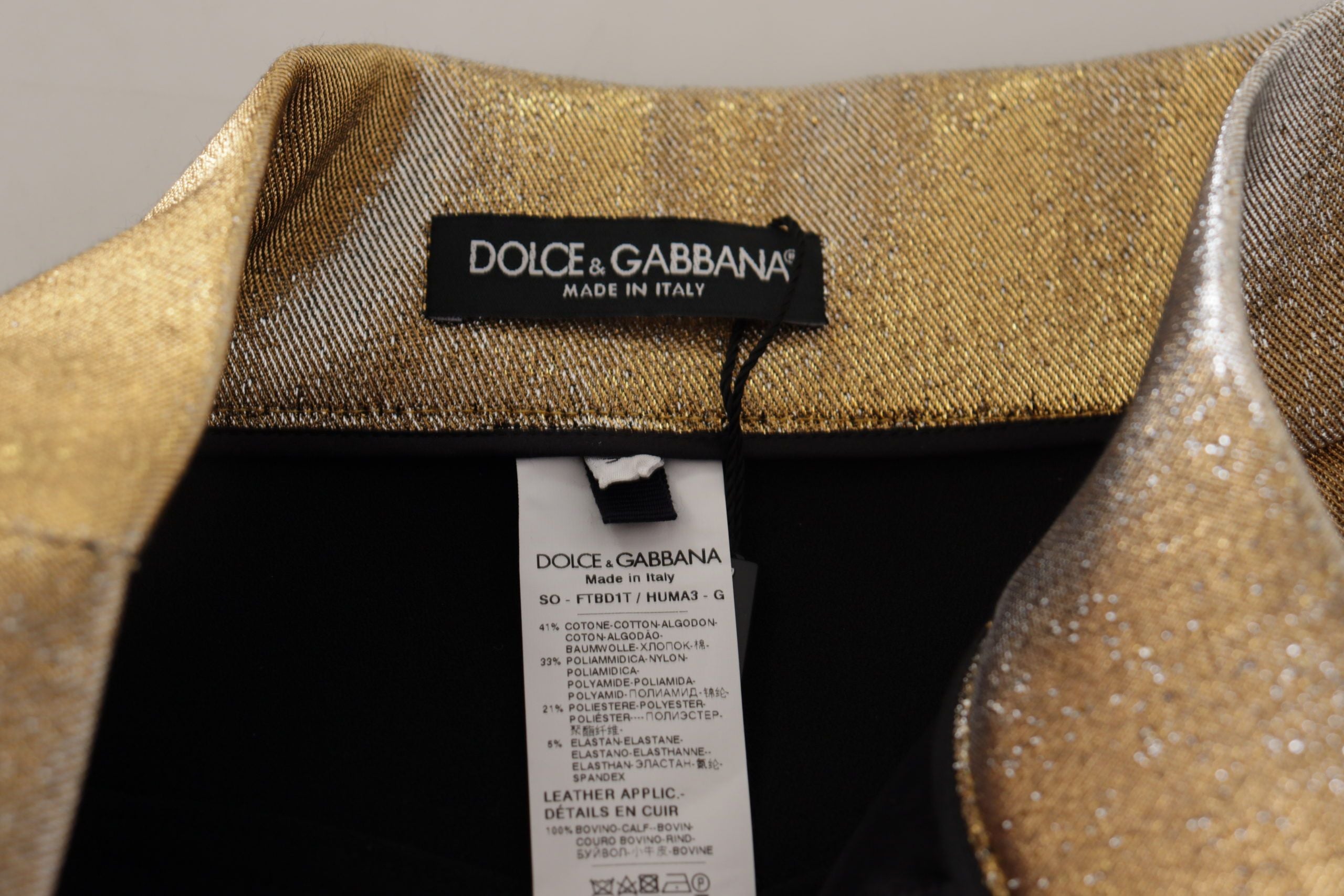 Dolce & Gabbana gold-colored, glittery hot shorts in a cotton blend-6