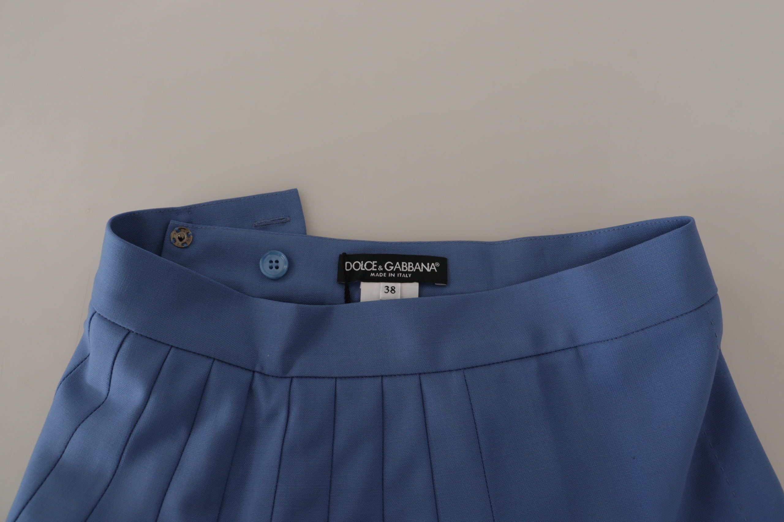 Dolce & Gabbana Blue embellished pleated wool mini skirt-4