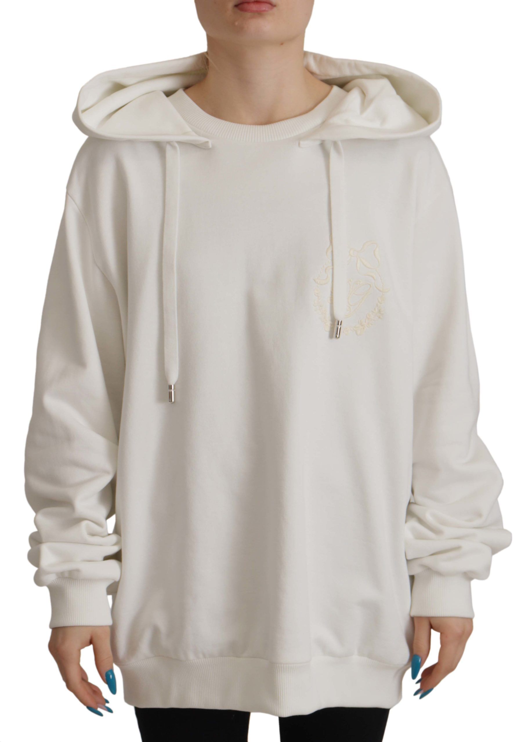 Dolce & Gabbana Weißer Kapuzenpullover bestickter Pullover-1