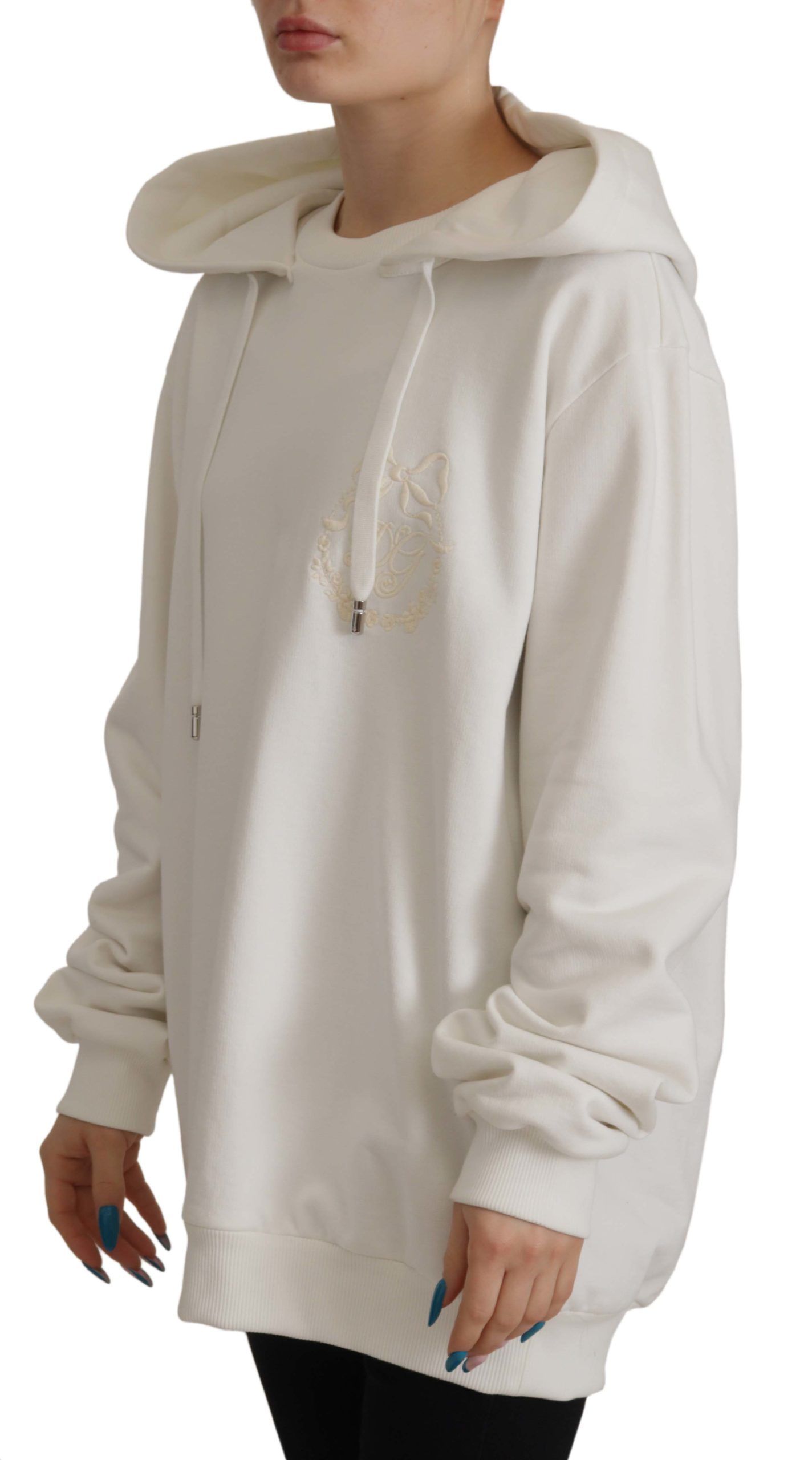 Dolce & Gabbana Weißer Kapuzenpullover bestickter Pullover-4
