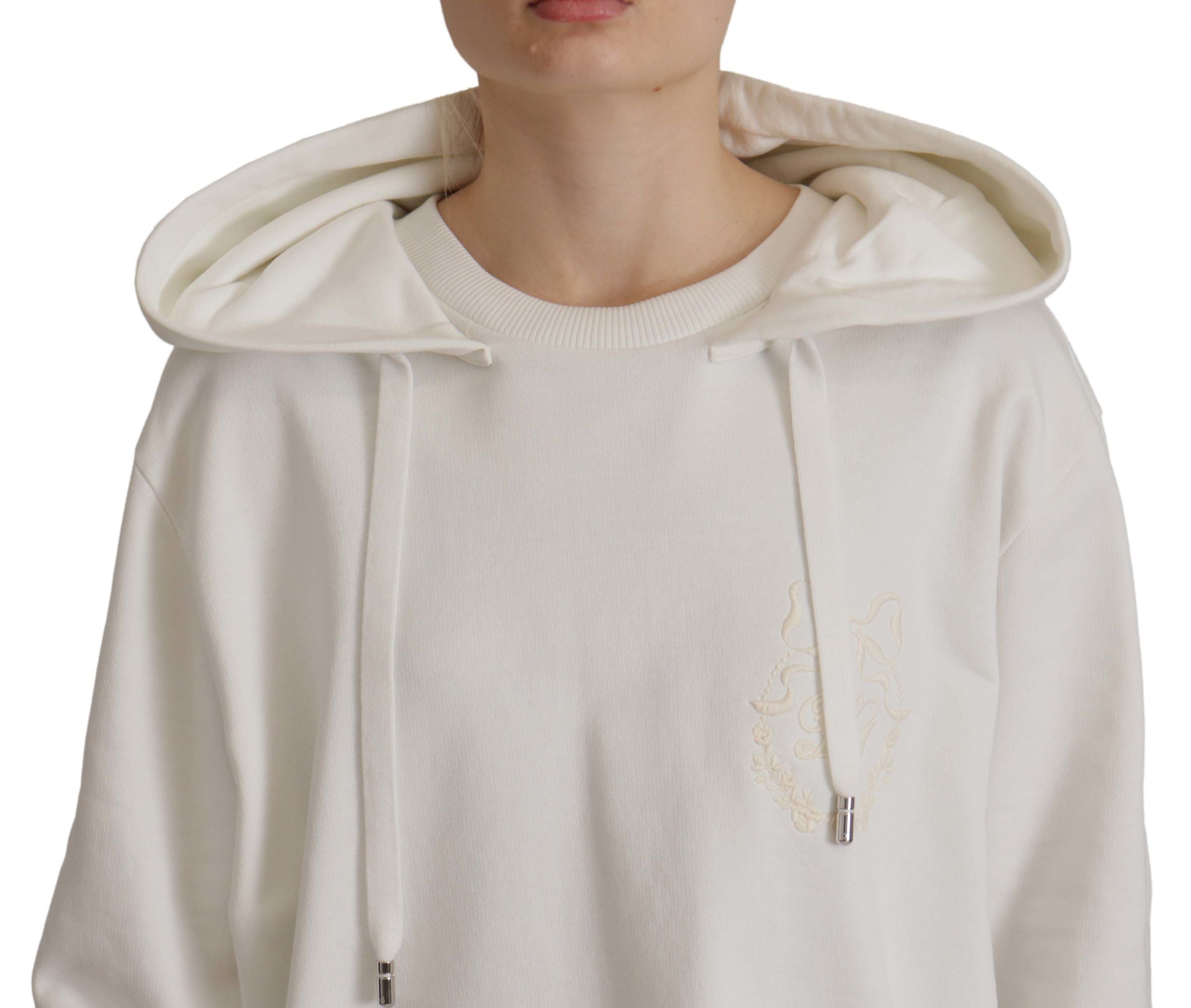 Dolce & Gabbana Weißer Kapuzenpullover bestickter Pullover-5