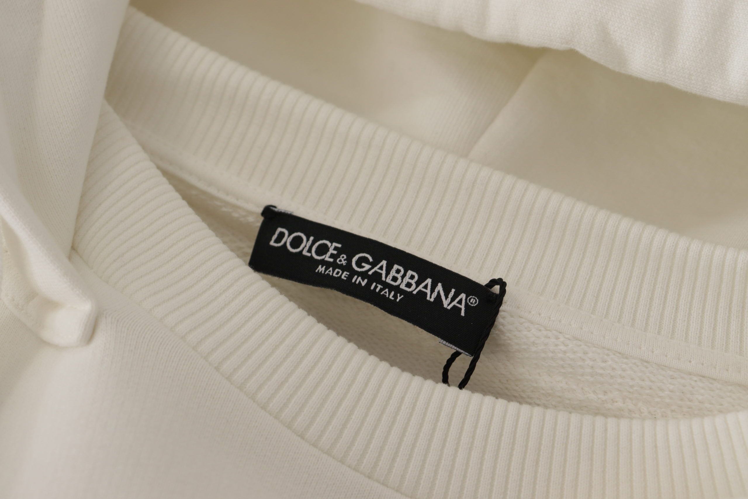 Dolce & Gabbana Weißer Kapuzenpullover bestickter Pullover-7