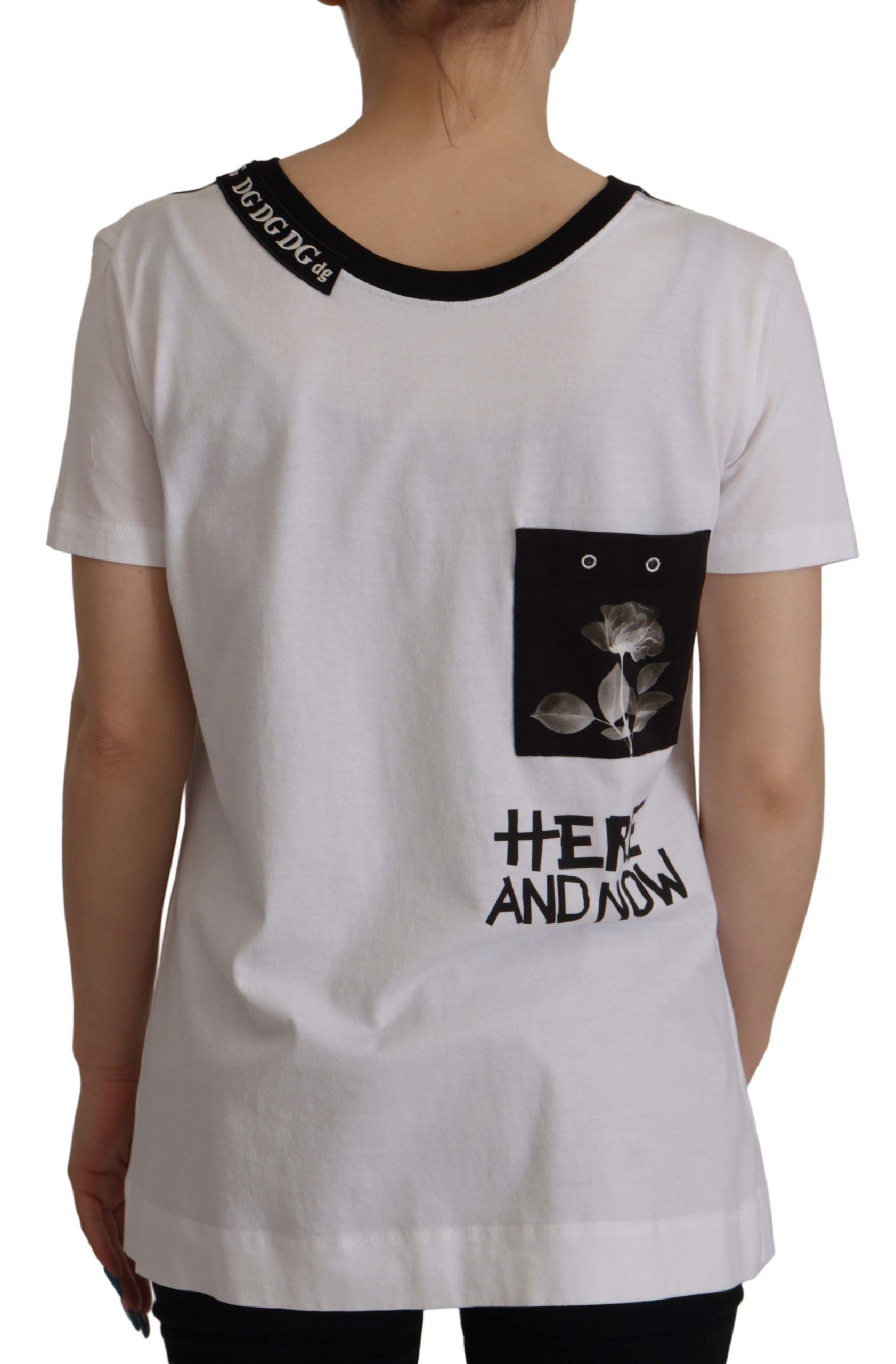 Dolce & Gabbana white cotton T-shirt with round neck and slogan-2