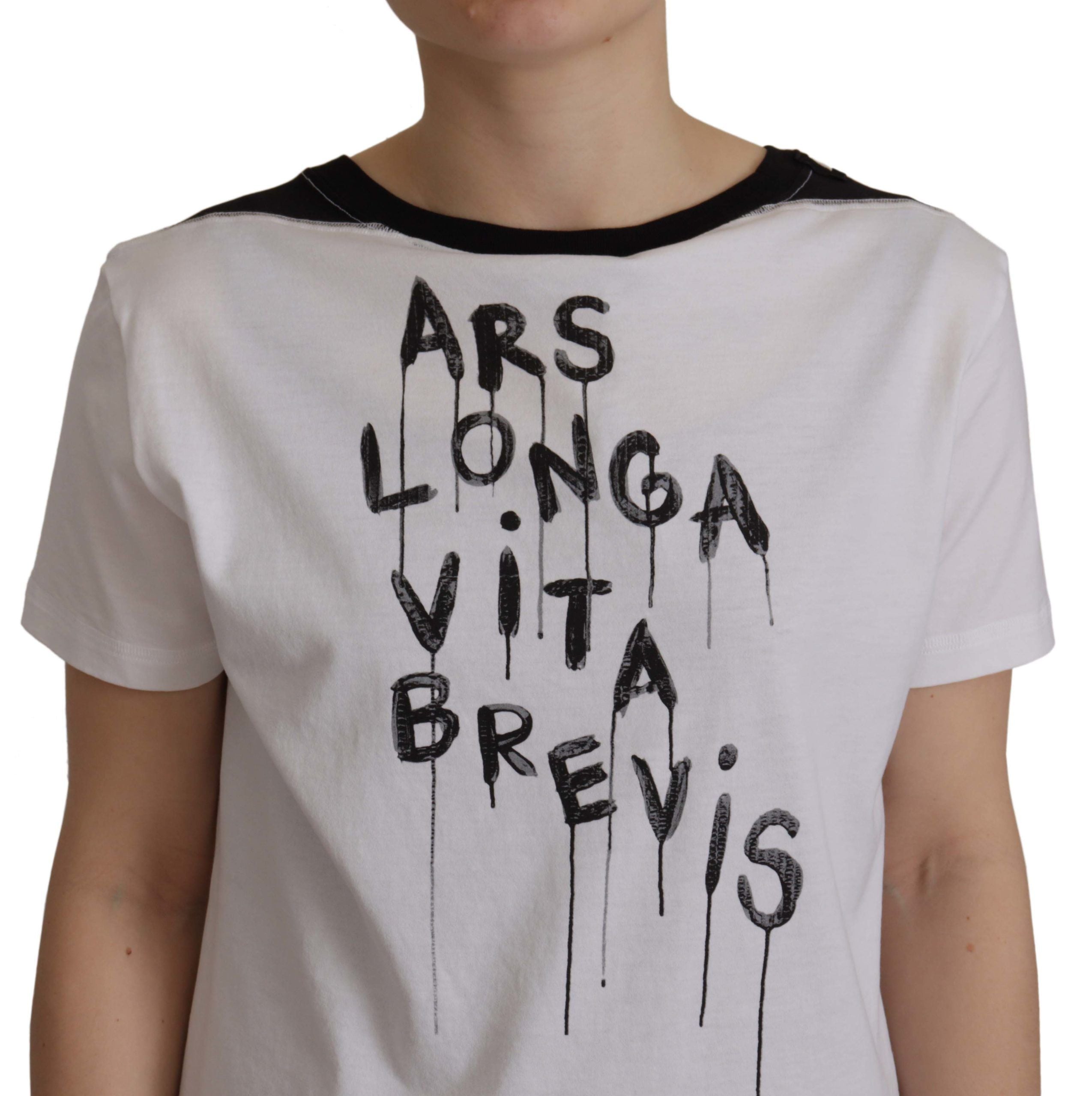 Dolce & Gabbana white cotton T-shirt with round neck and slogan-3