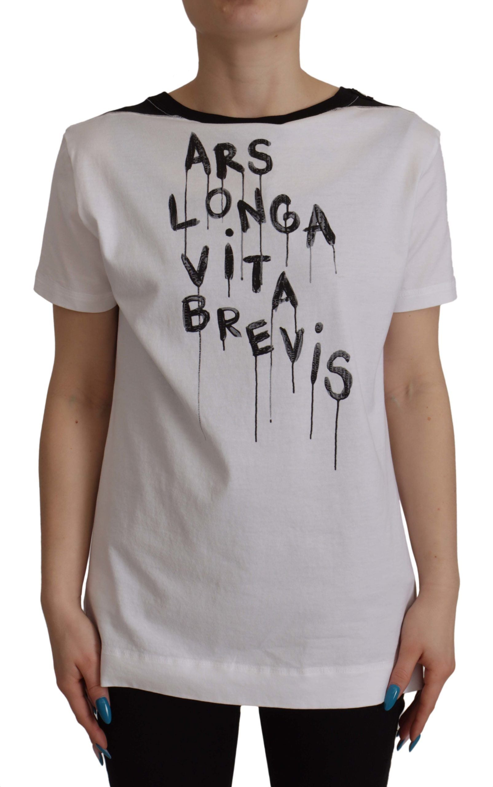 Dolce & Gabbana white cotton T-shirt with round neck and slogan-1