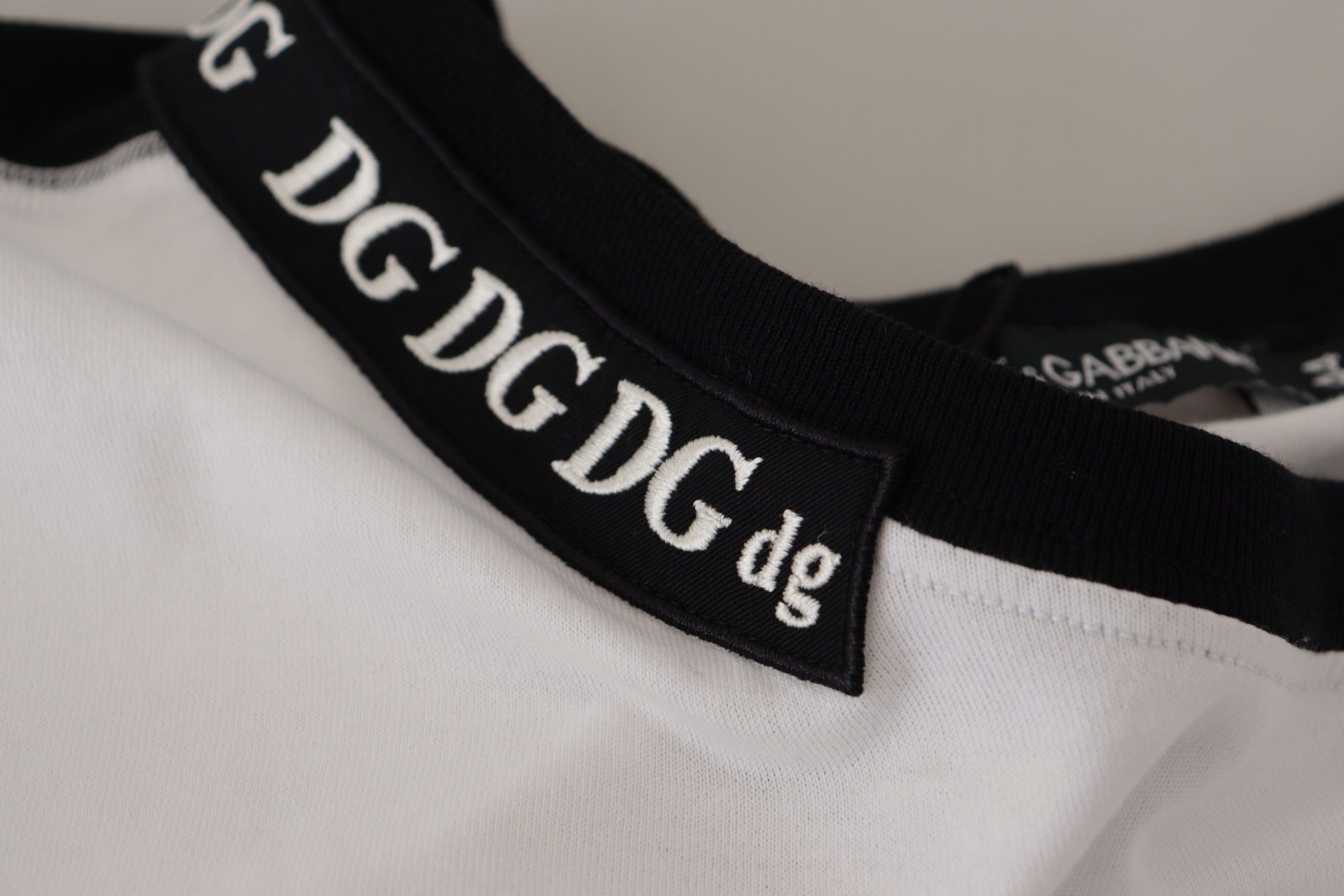Dolce & Gabbana white cotton T-shirt with round neck and slogan-5