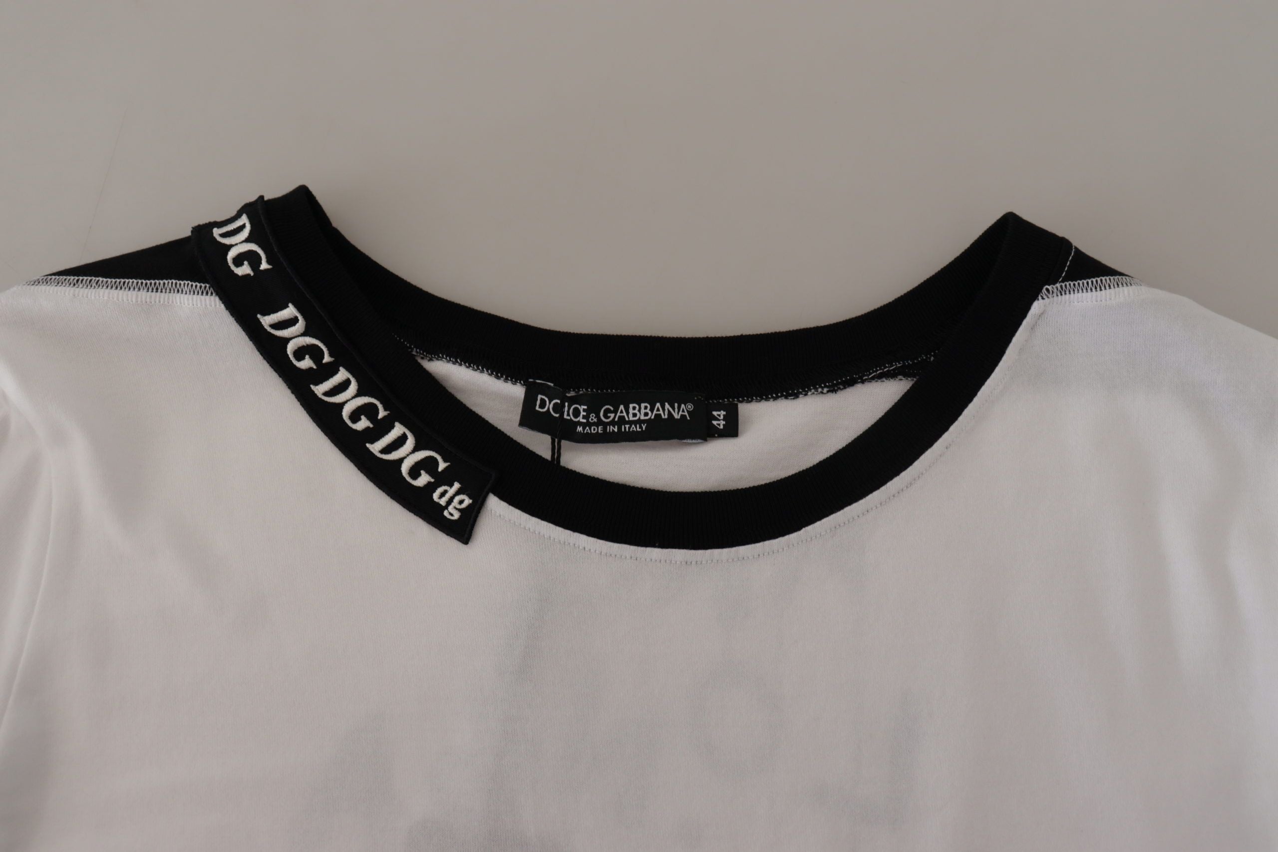 Dolce & Gabbana white cotton T-shirt with round neck and slogan-6