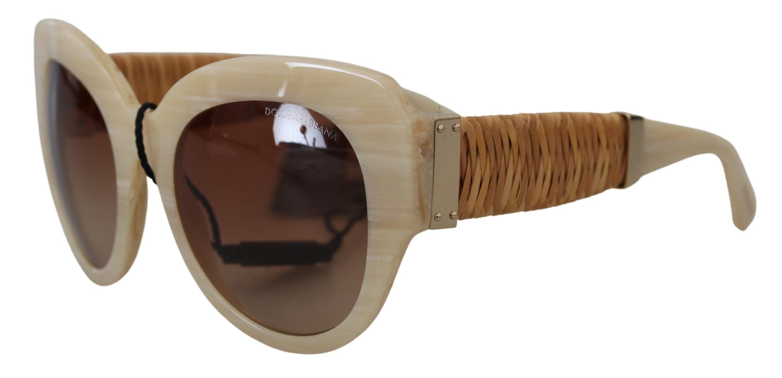 Gafas de sol Dolce & Gabbana DG4294 con montura completa de acetato beige y lentes marrones-3