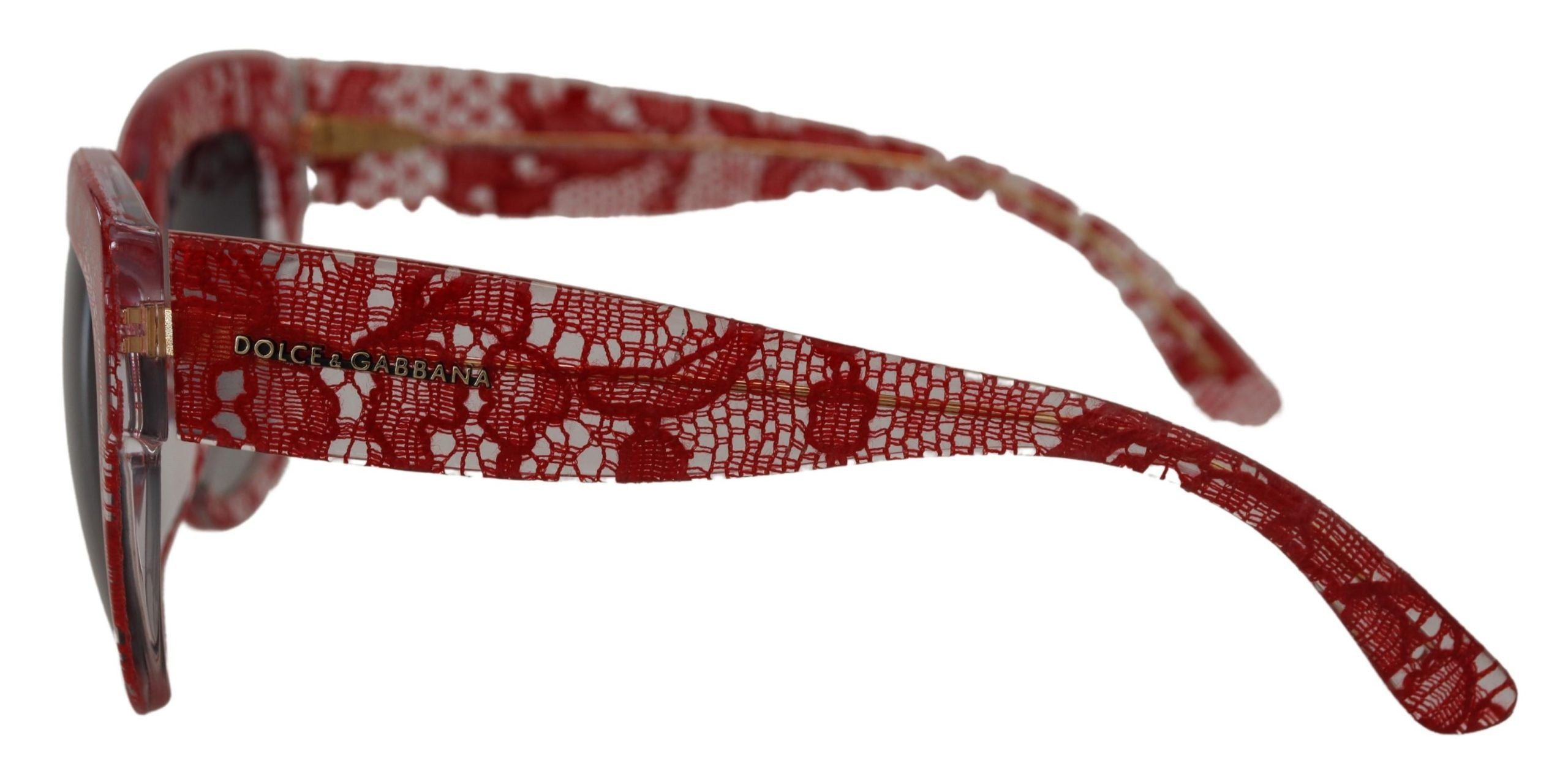 Dolce & Gabbana Red Lace Acetate Rectangle Shades DG4231F Sunglasses-2