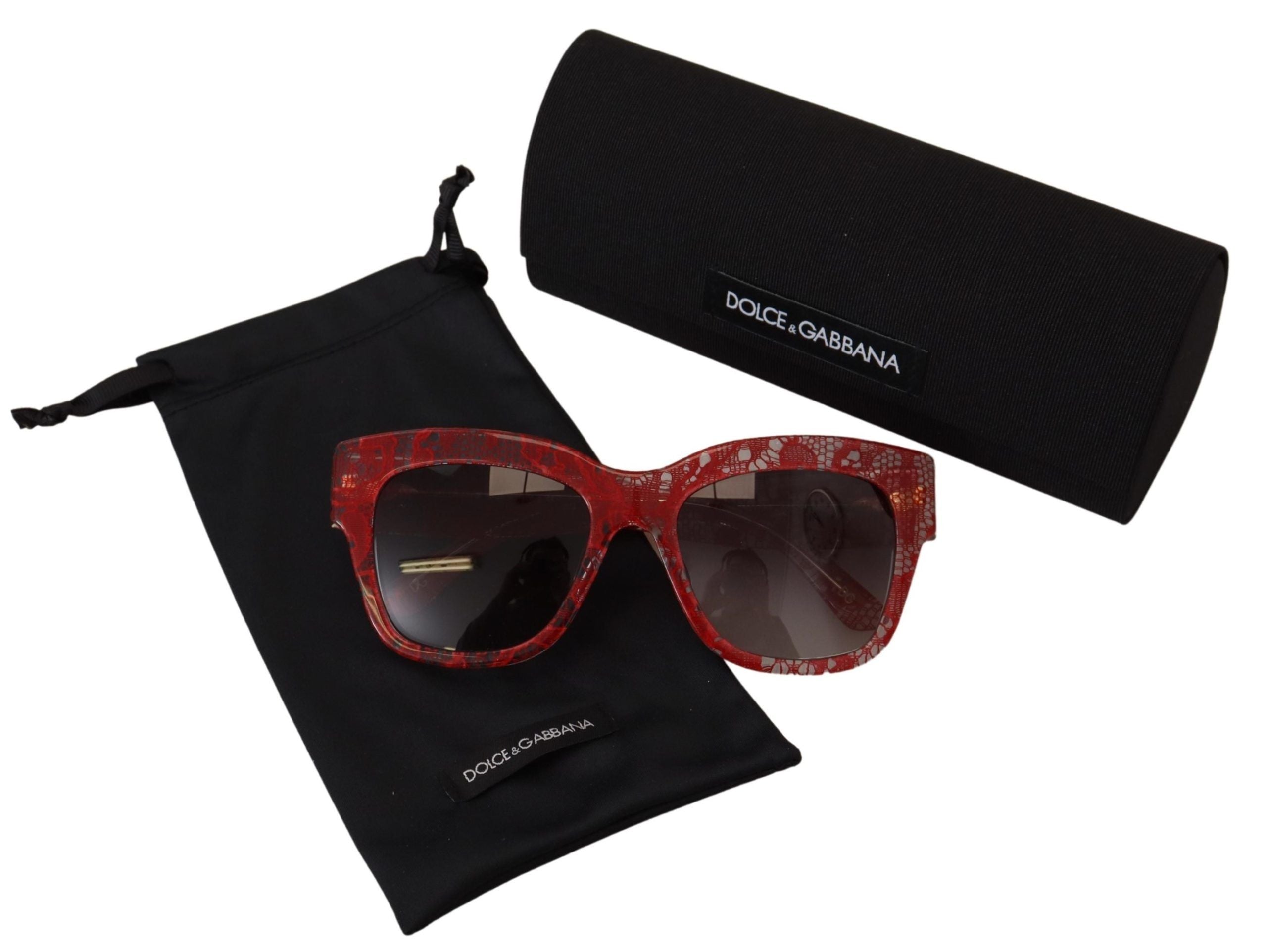 Dolce & Gabbana Red Lace Acetate Rectangle Shades DG4231F Sunglasses-6