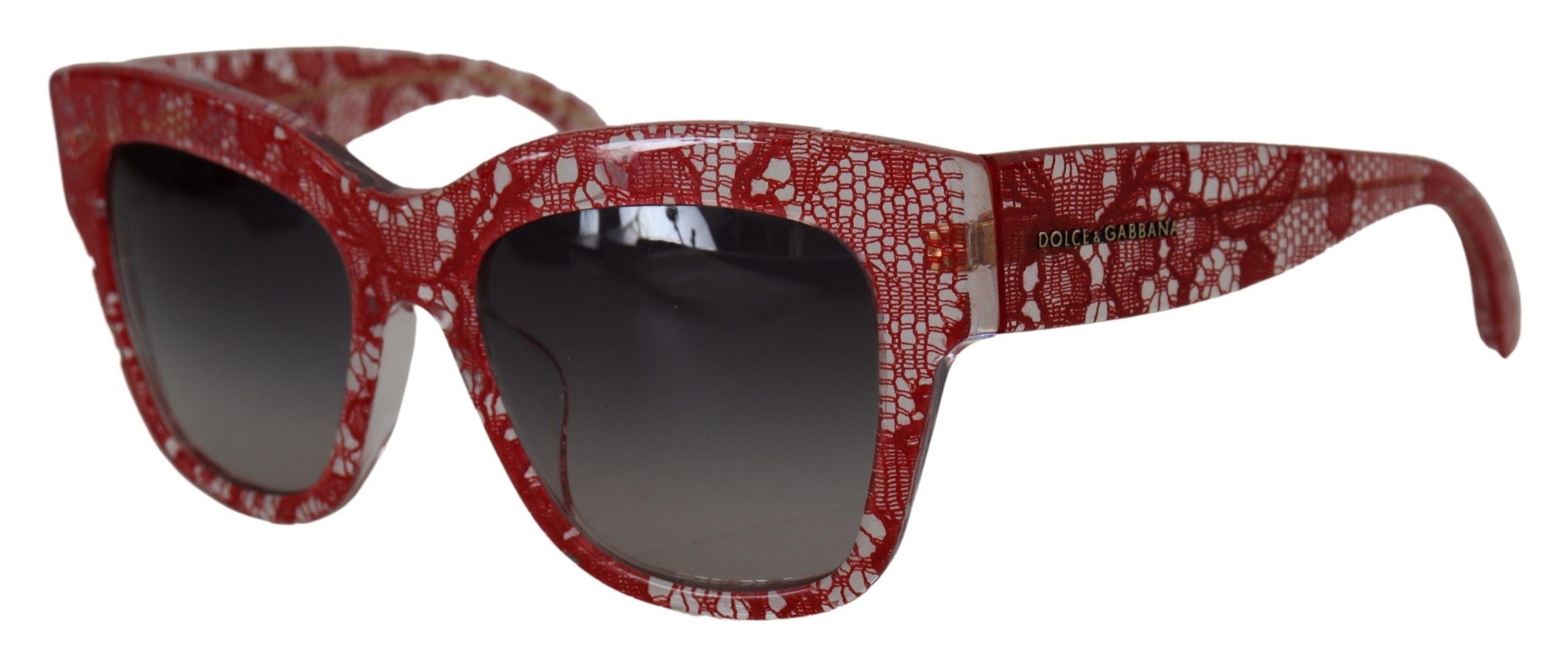 Dolce & Gabbana Red Lace Acetate Rectangle Shades DG4231F Sunglasses-7