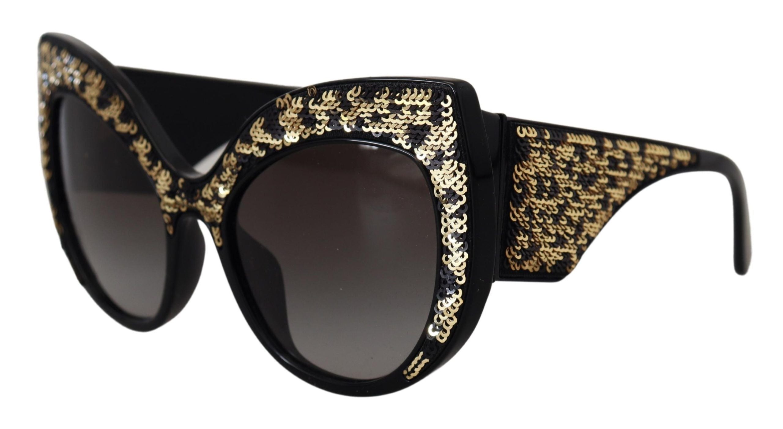 Dolce & Gabbana Black Gold Sequin Butterfly Polarized Sunglasses DG4326-2