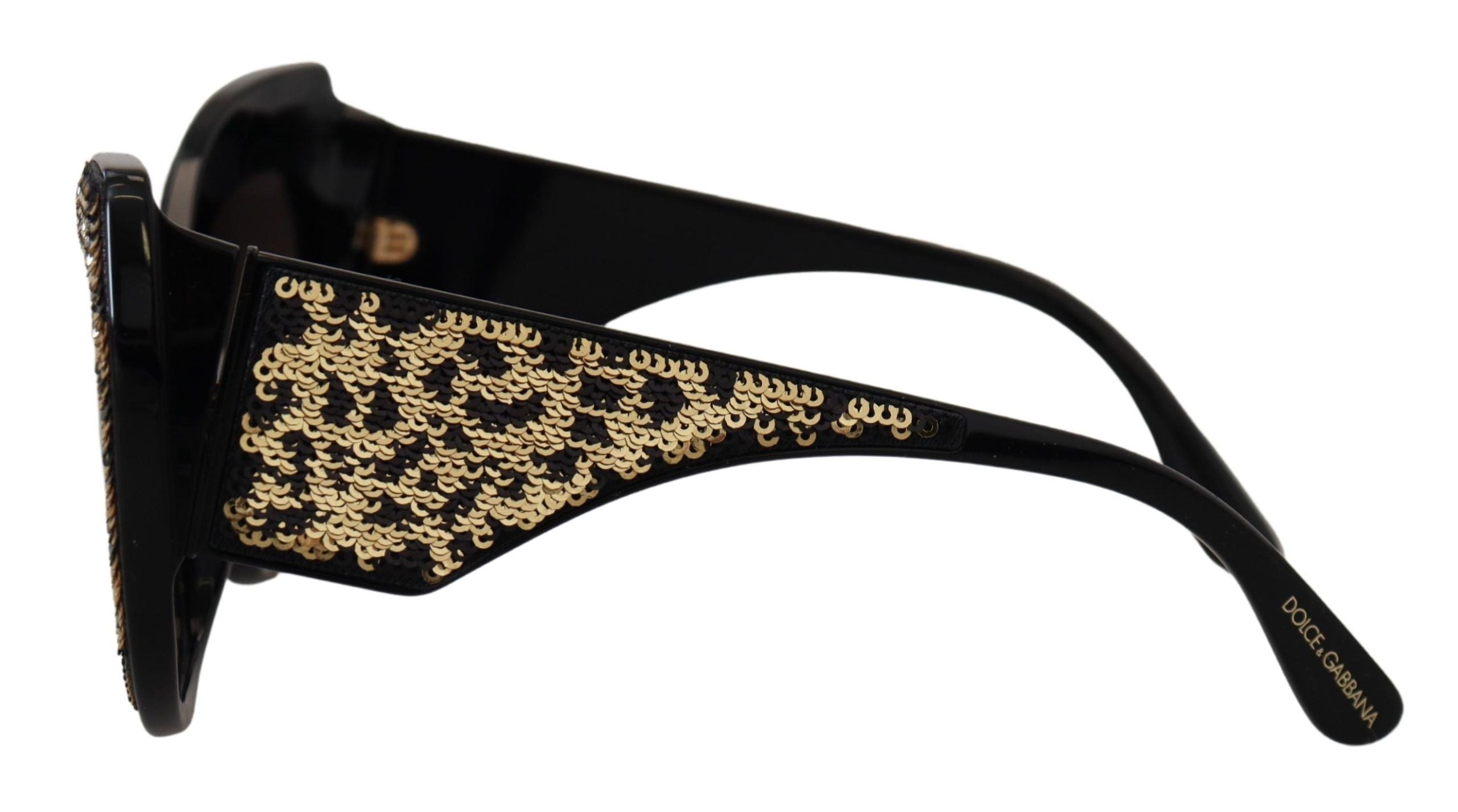 Dolce & Gabbana Black Gold Sequin Butterfly Polarized Sunglasses DG4326-3