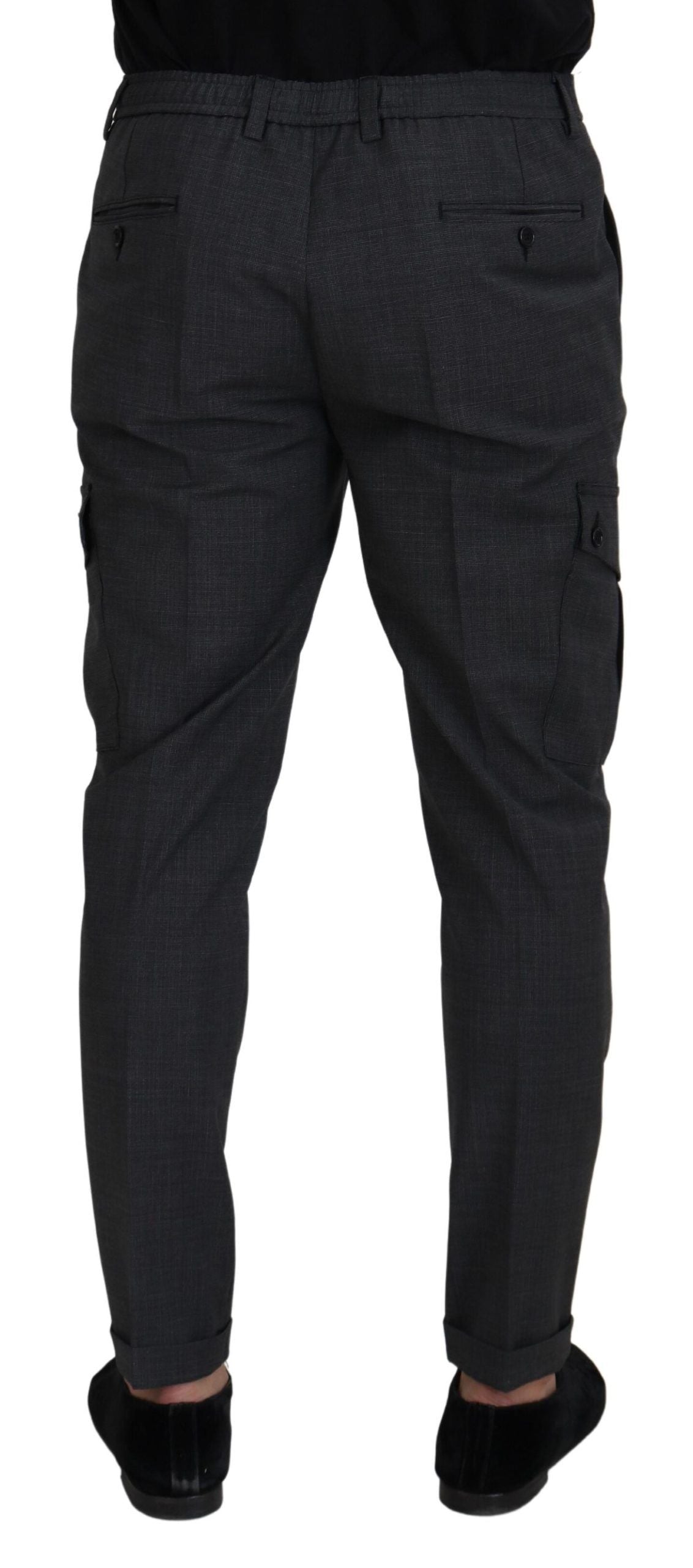 Dolce & Gabbana Grey Check Cargo Stretch Trousers-2