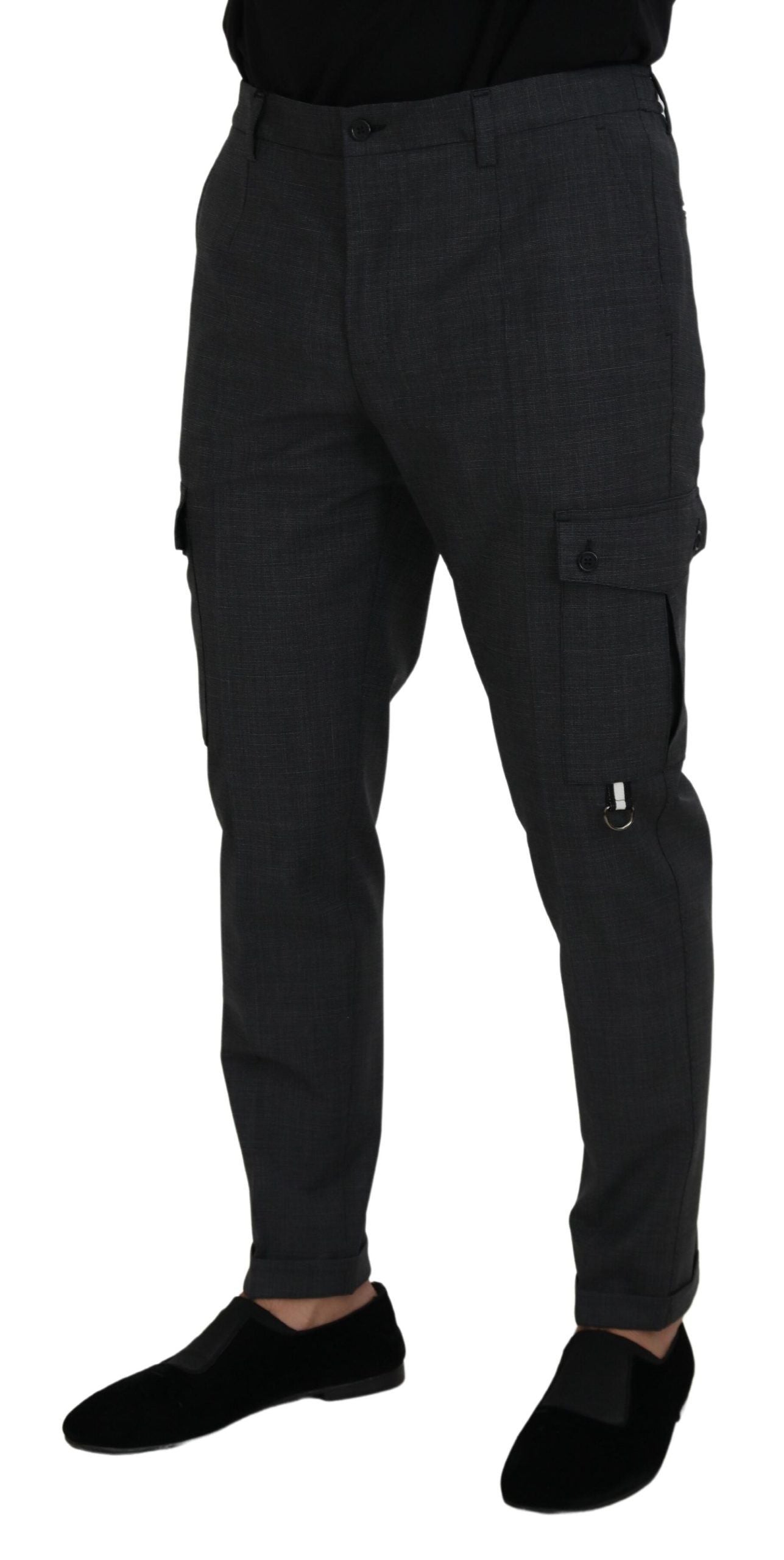 Dolce & Gabbana Grey Check Cargo Stretch Trousers-4