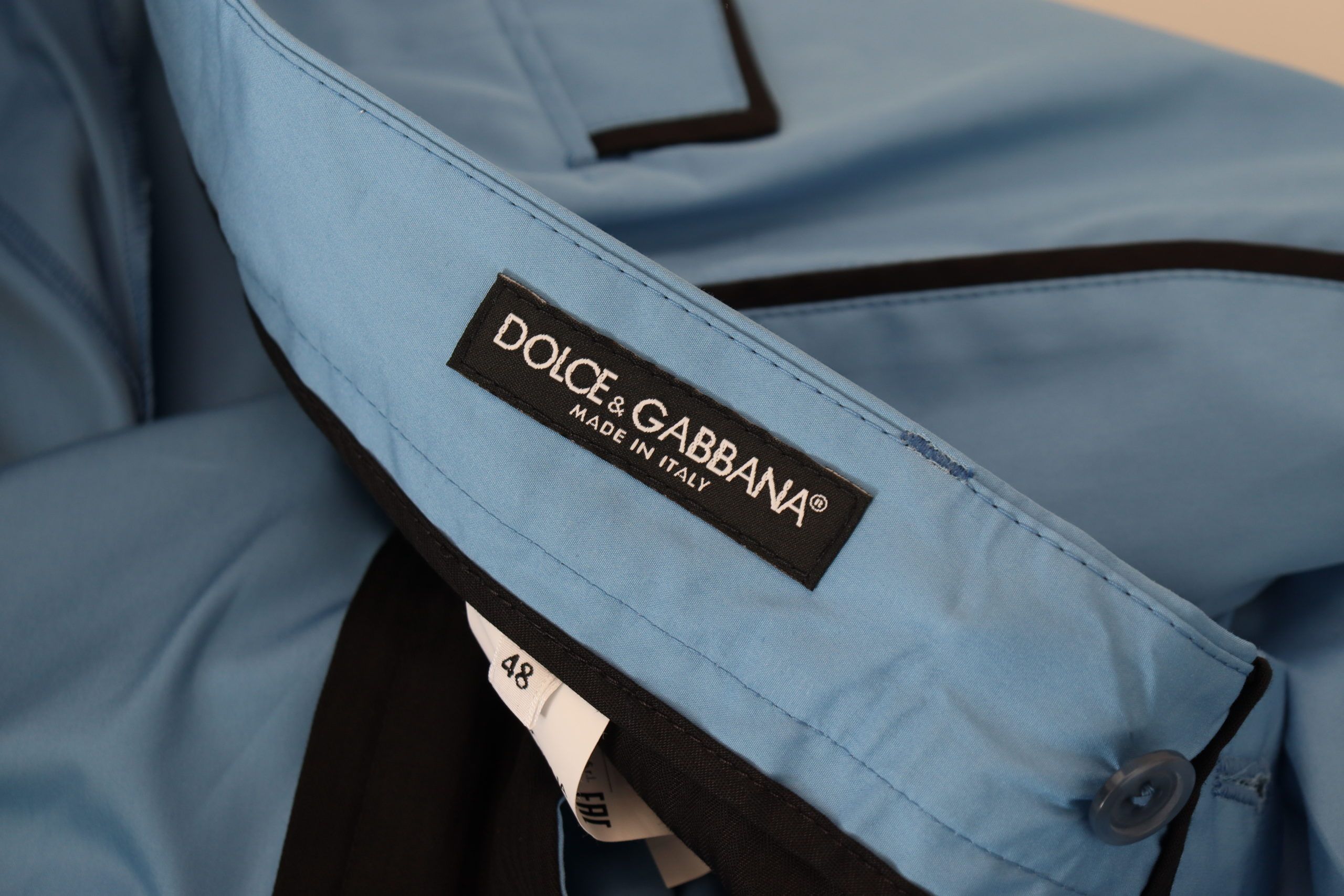 Dolce & Gabbana Blue Cotton-Silk Chino Trousers-5