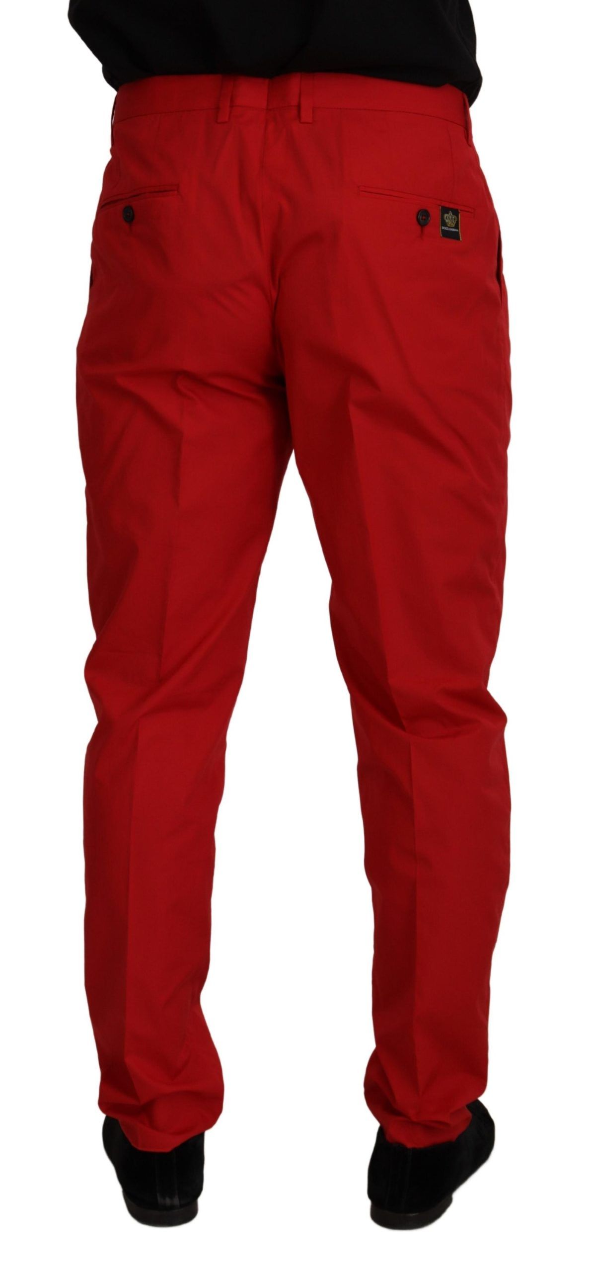 Dolce & Gabbana Red Cotton Slim Fit Chino Trousers-2