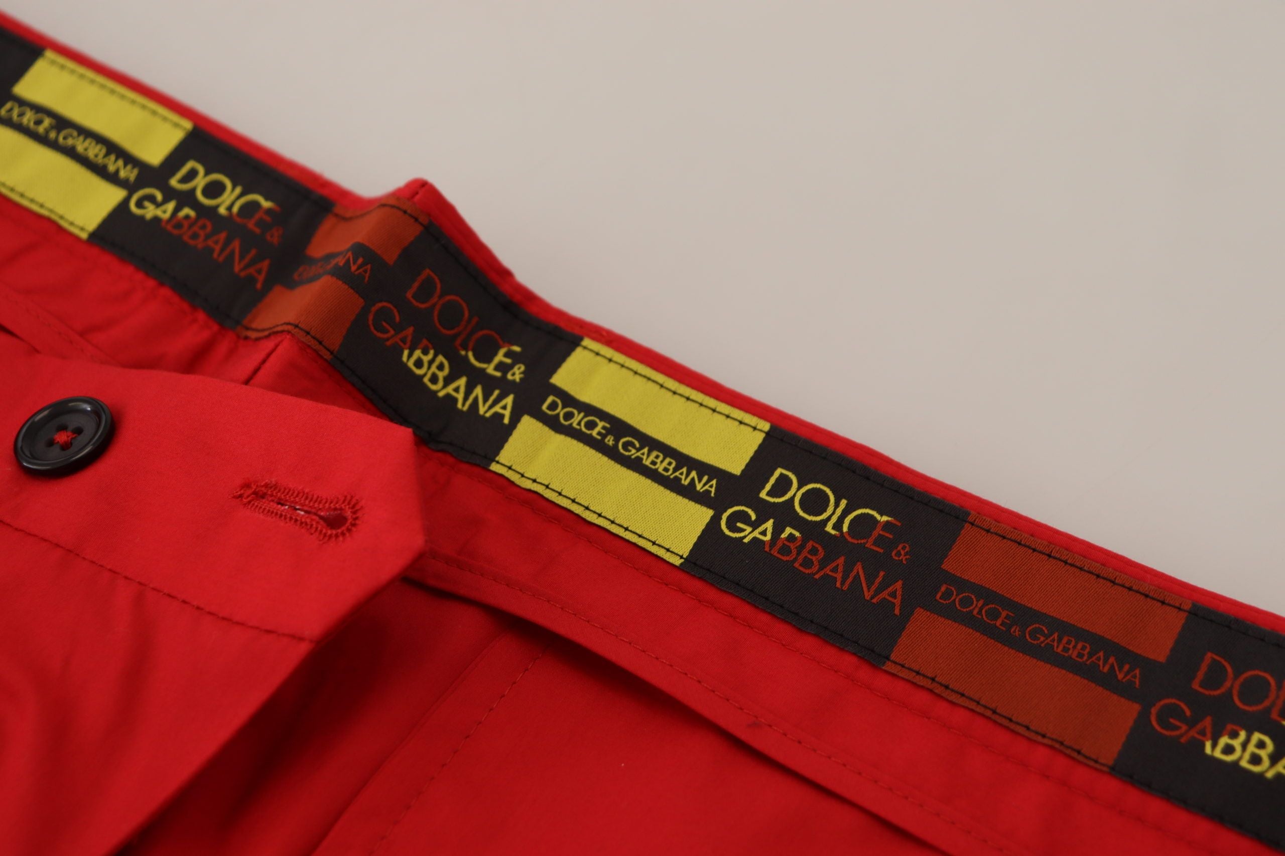 Dolce & Gabbana Red Cotton Slim Fit Chino Trousers-5