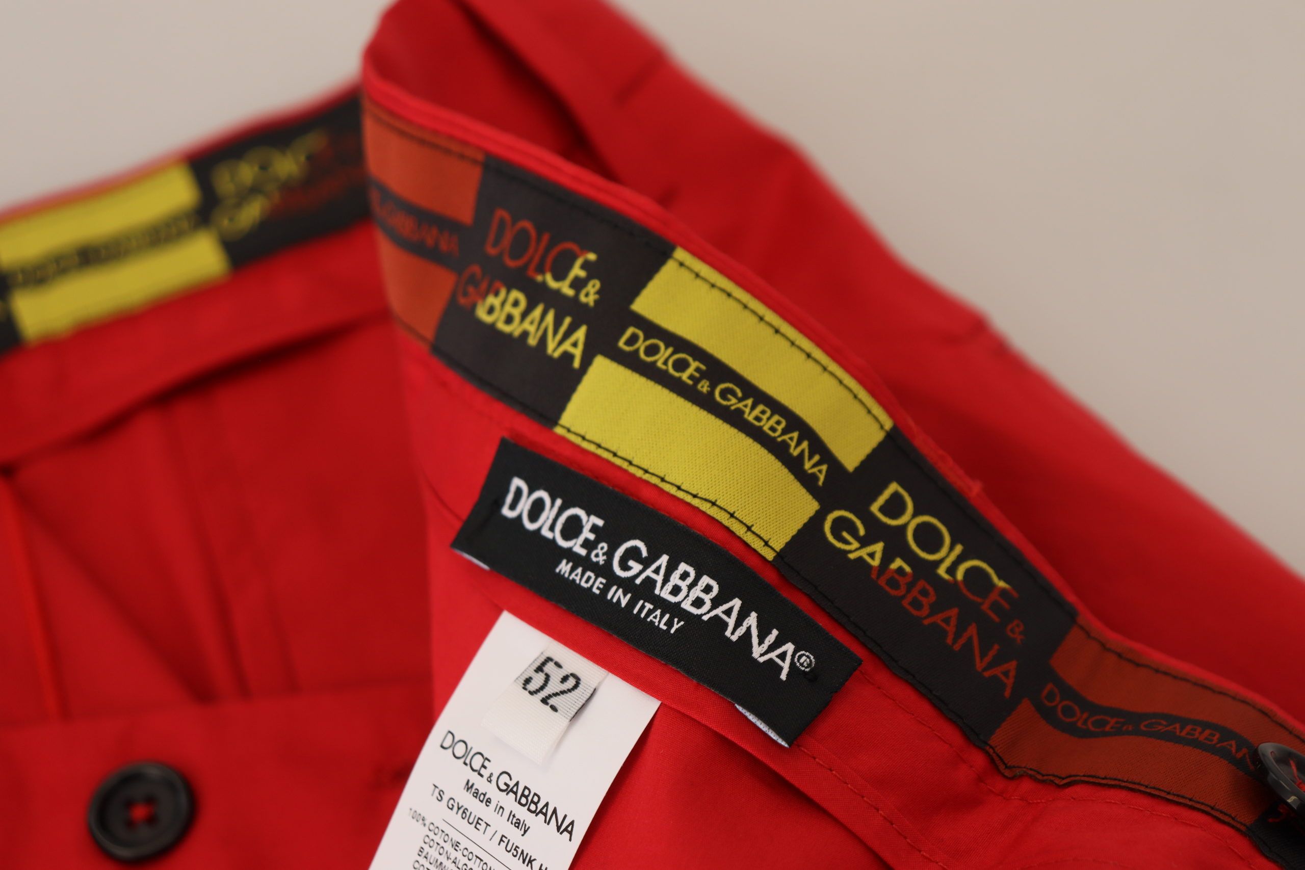 Dolce & Gabbana Red Cotton Slim Fit Chino Trousers-6