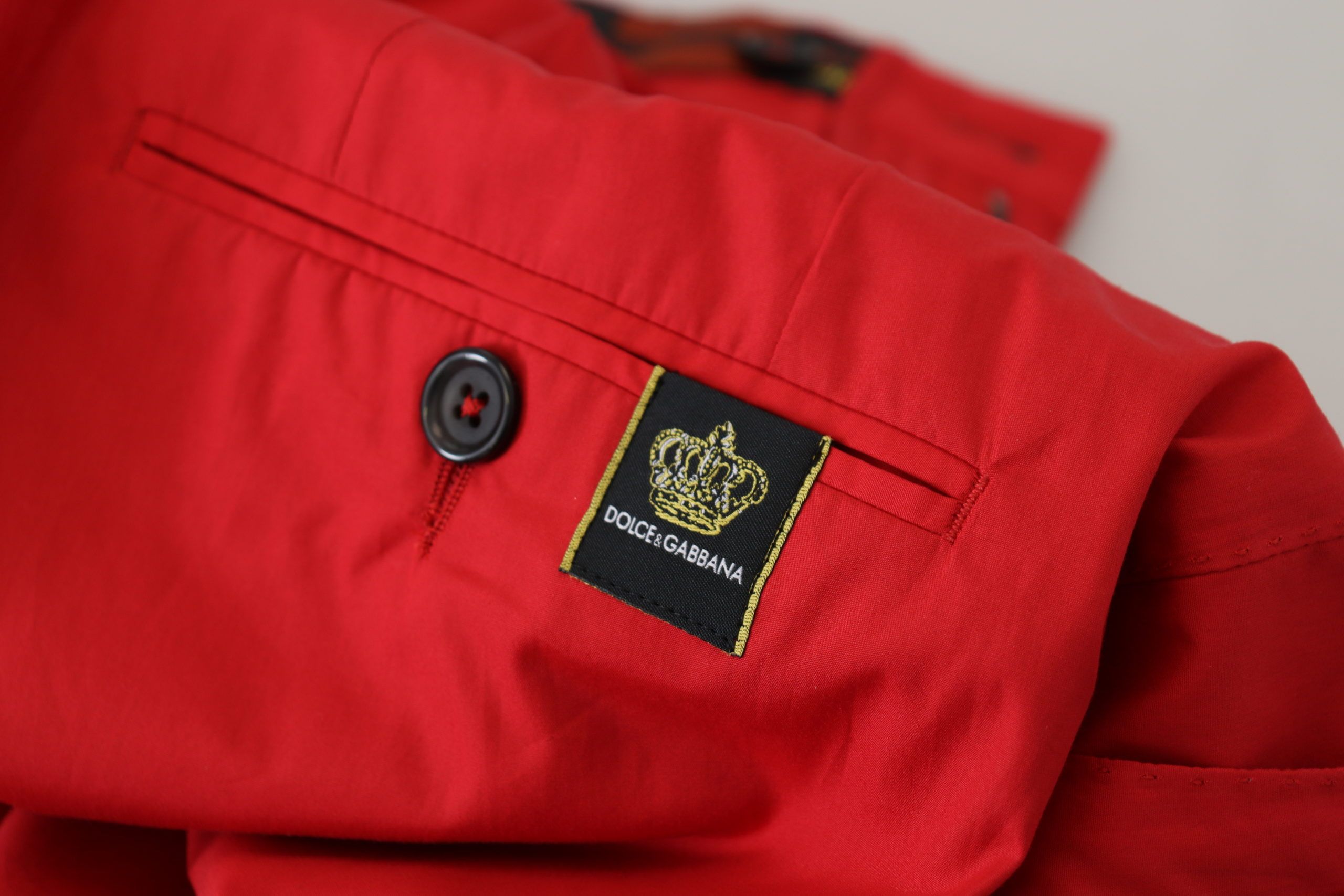 Dolce & Gabbana Red Cotton Slim Fit Chino Trousers-7