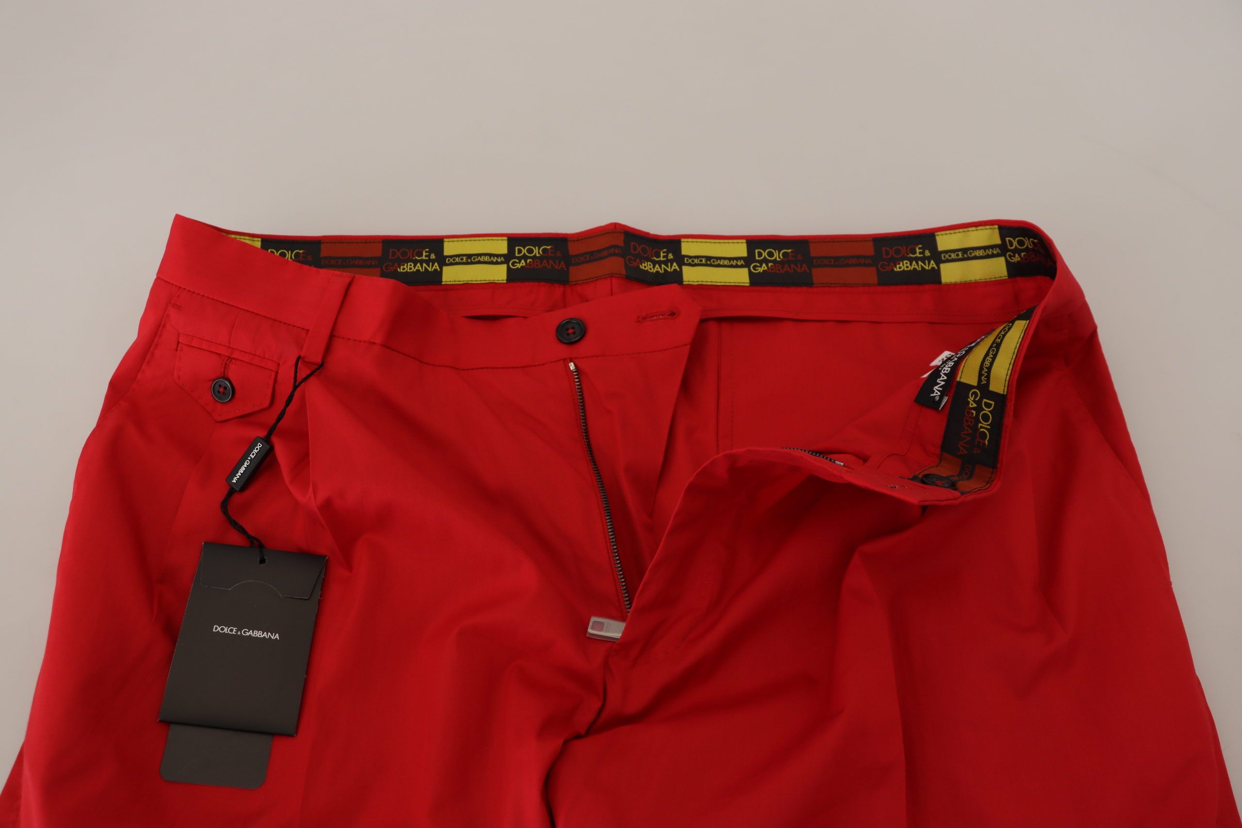 Dolce & Gabbana Red Cotton Slim Fit Chino Trousers-8