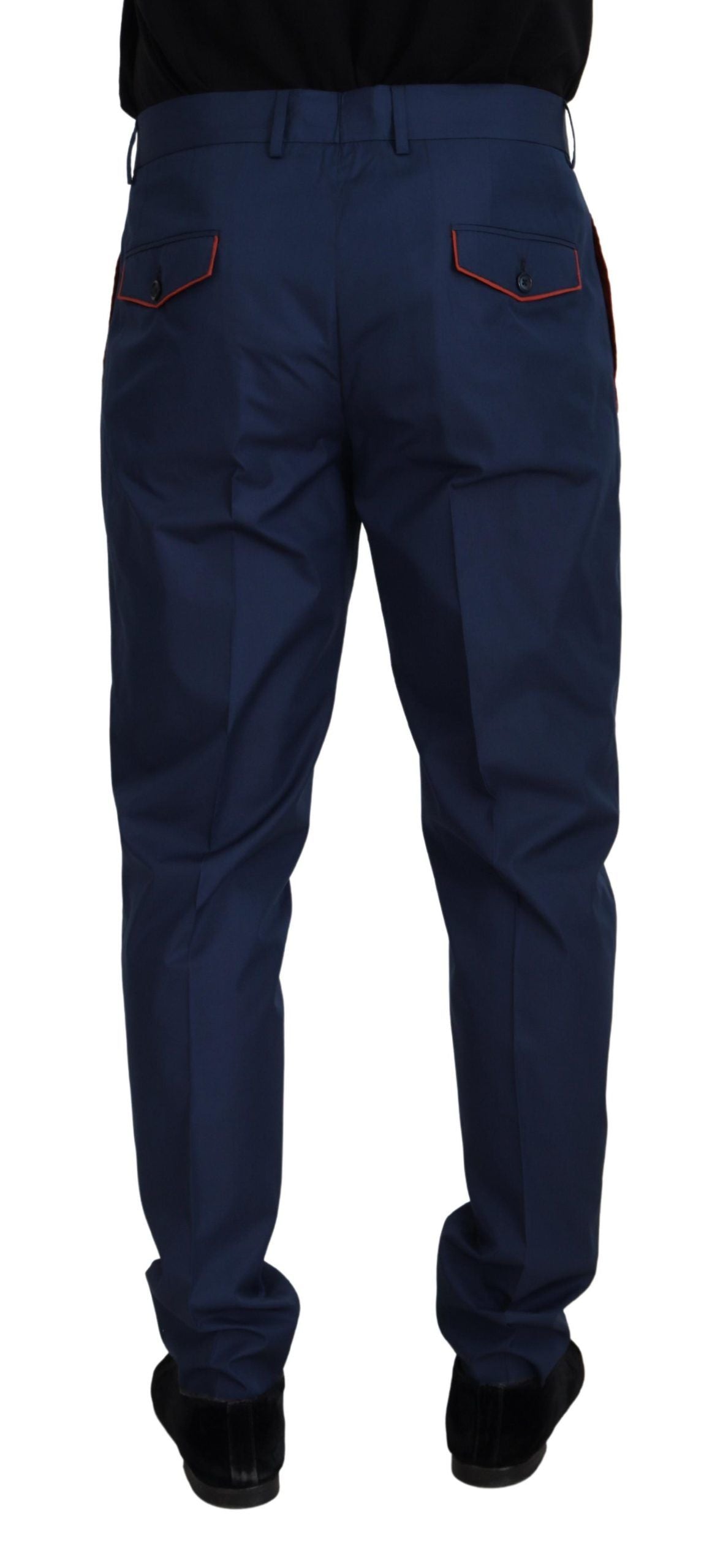 Dolce & Gabbana Blue Cotton-Silk Chino Trousers-2