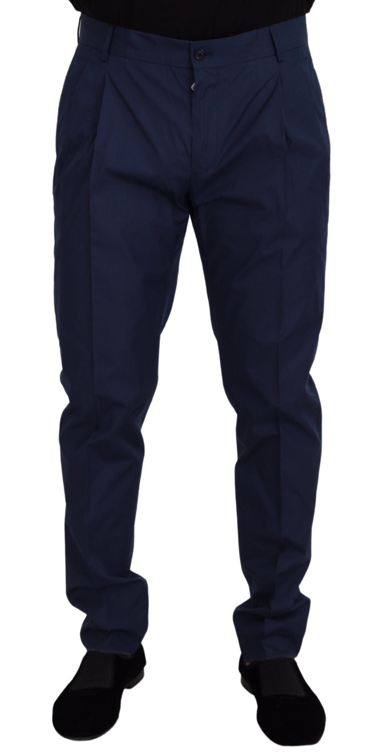 Dolce & Gabbana Blue Cotton-Silk Chino Trousers