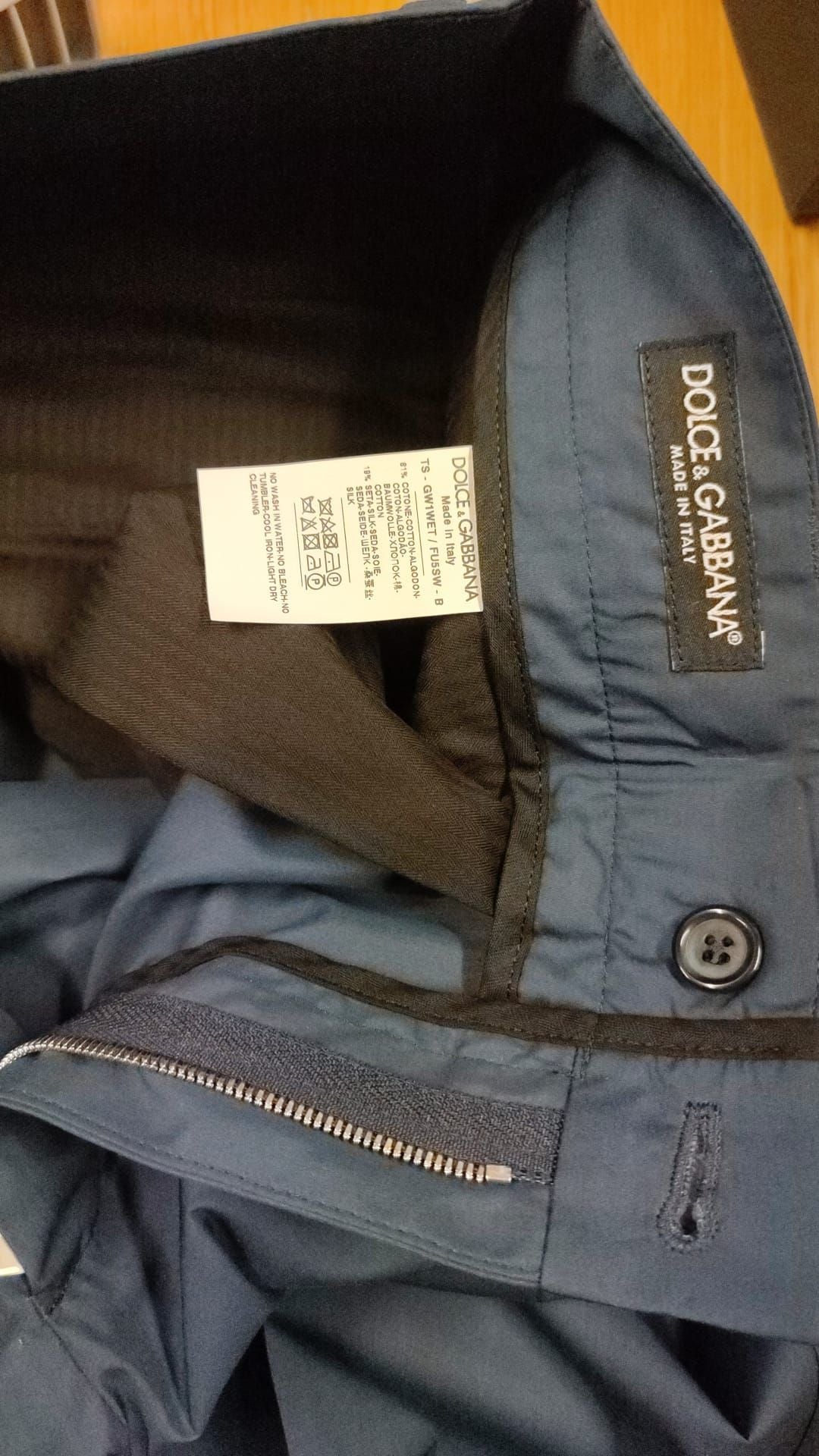 Dolce & Gabbana Blue Cotton-Silk Chino Trousers-6