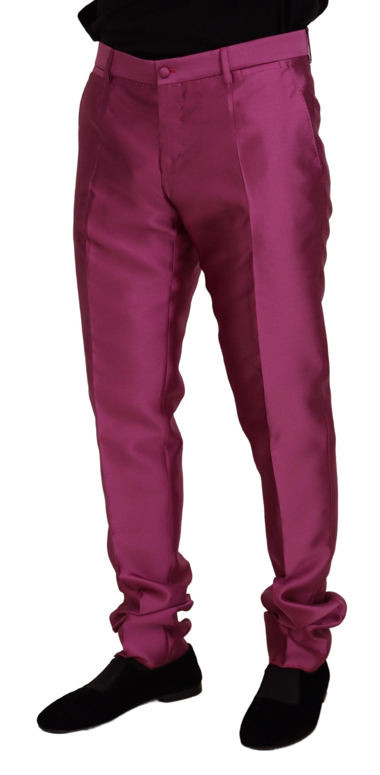 Dolce & Gabbana Pink Silk Slim Fit Trousers Dress Formal Trousers-3
