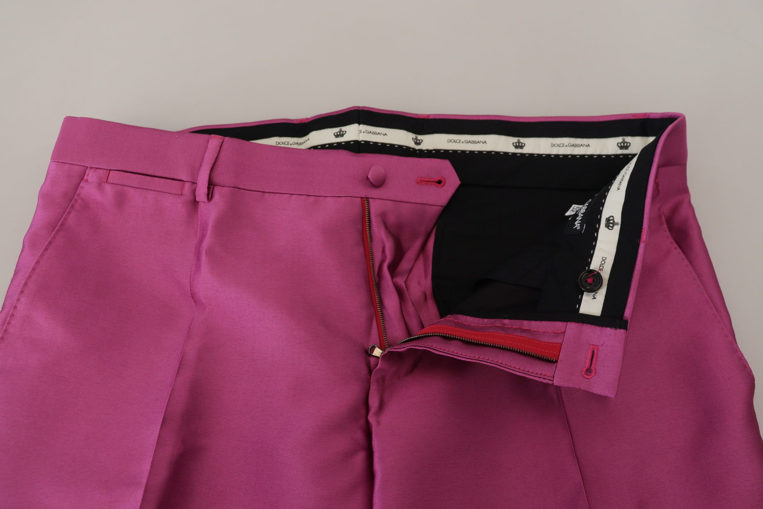 Dolce & Gabbana Pink Silk Slim Fit Trousers Dress Formal Trousers-5