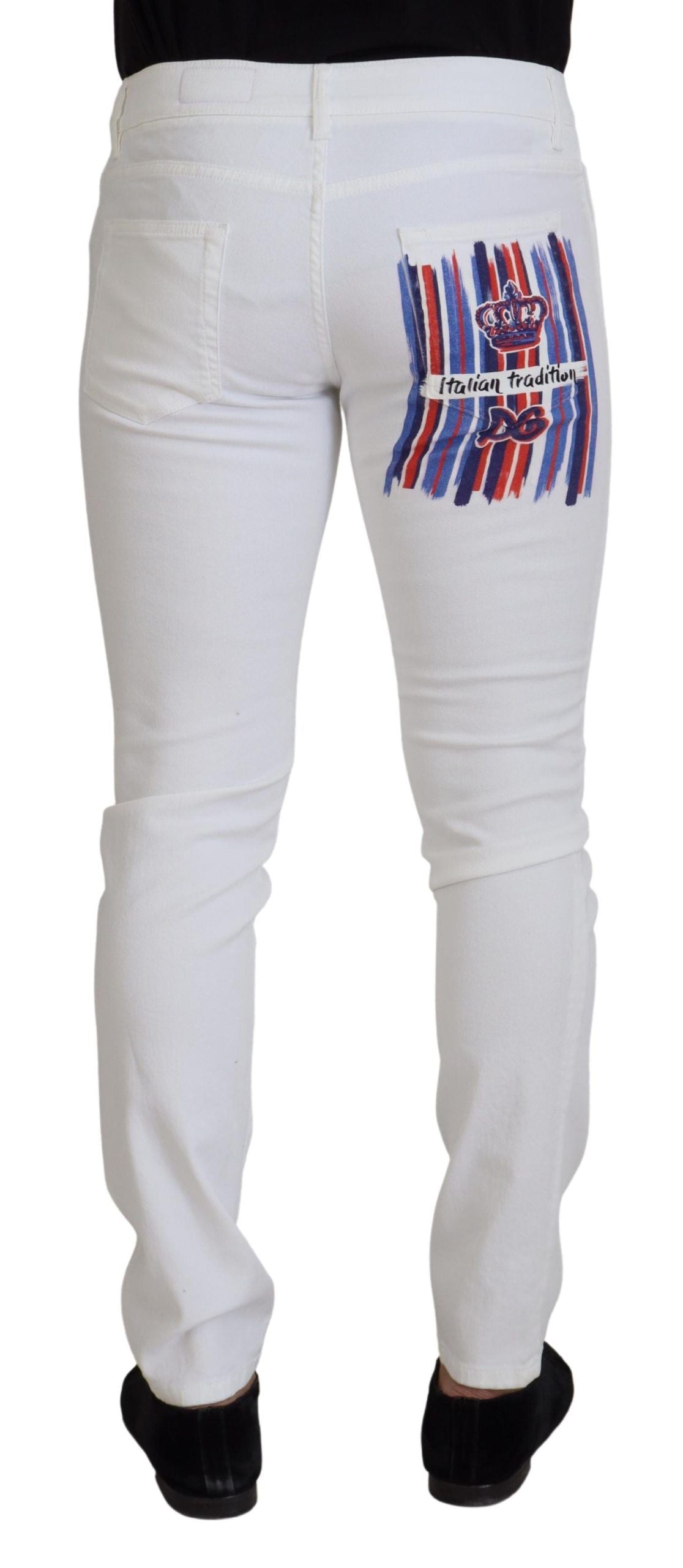Dolce & Gabbana White Slim Skinny Stretch Cotton Denim Jeans-2