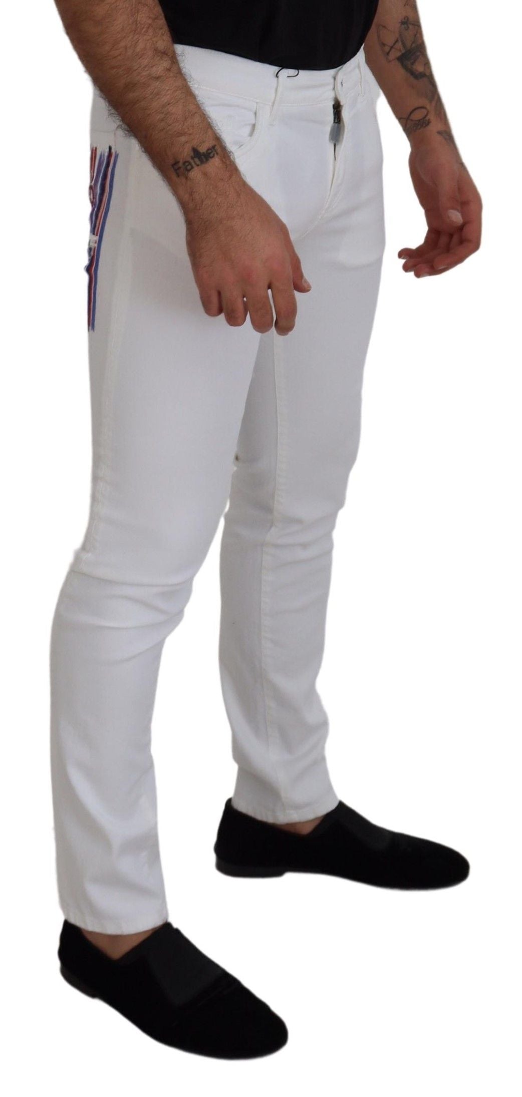 Dolce & Gabbana White Slim Skinny Stretch Cotton Denim Jeans-3