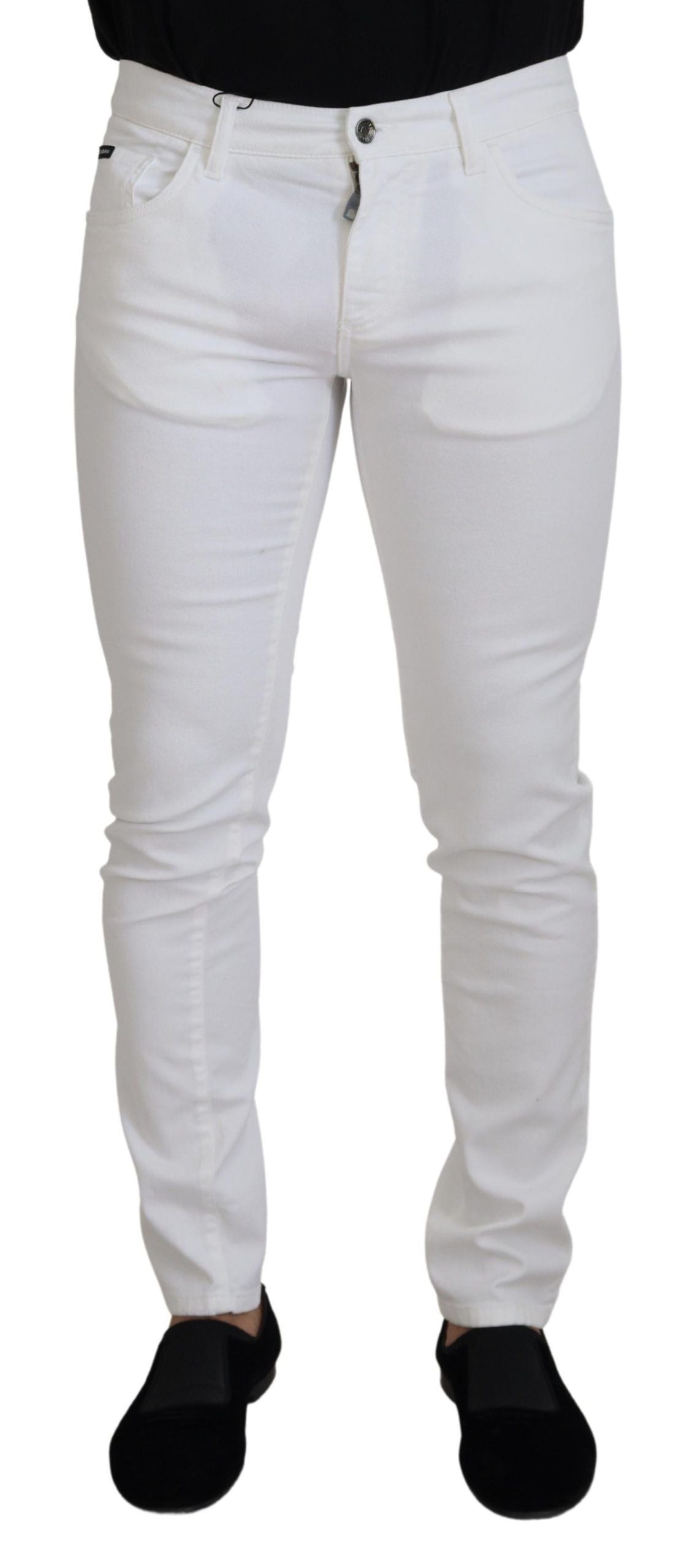 Dolce & Gabbana White Slim Skinny Stretch Cotton Denim Jeans-1