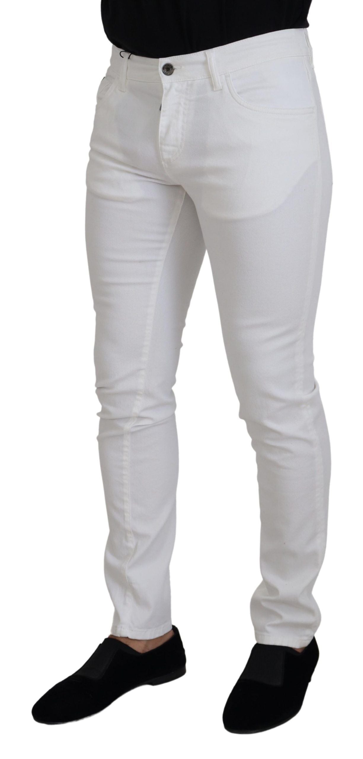 Dolce & Gabbana White Slim Skinny Stretch Cotton Denim Jeans-4