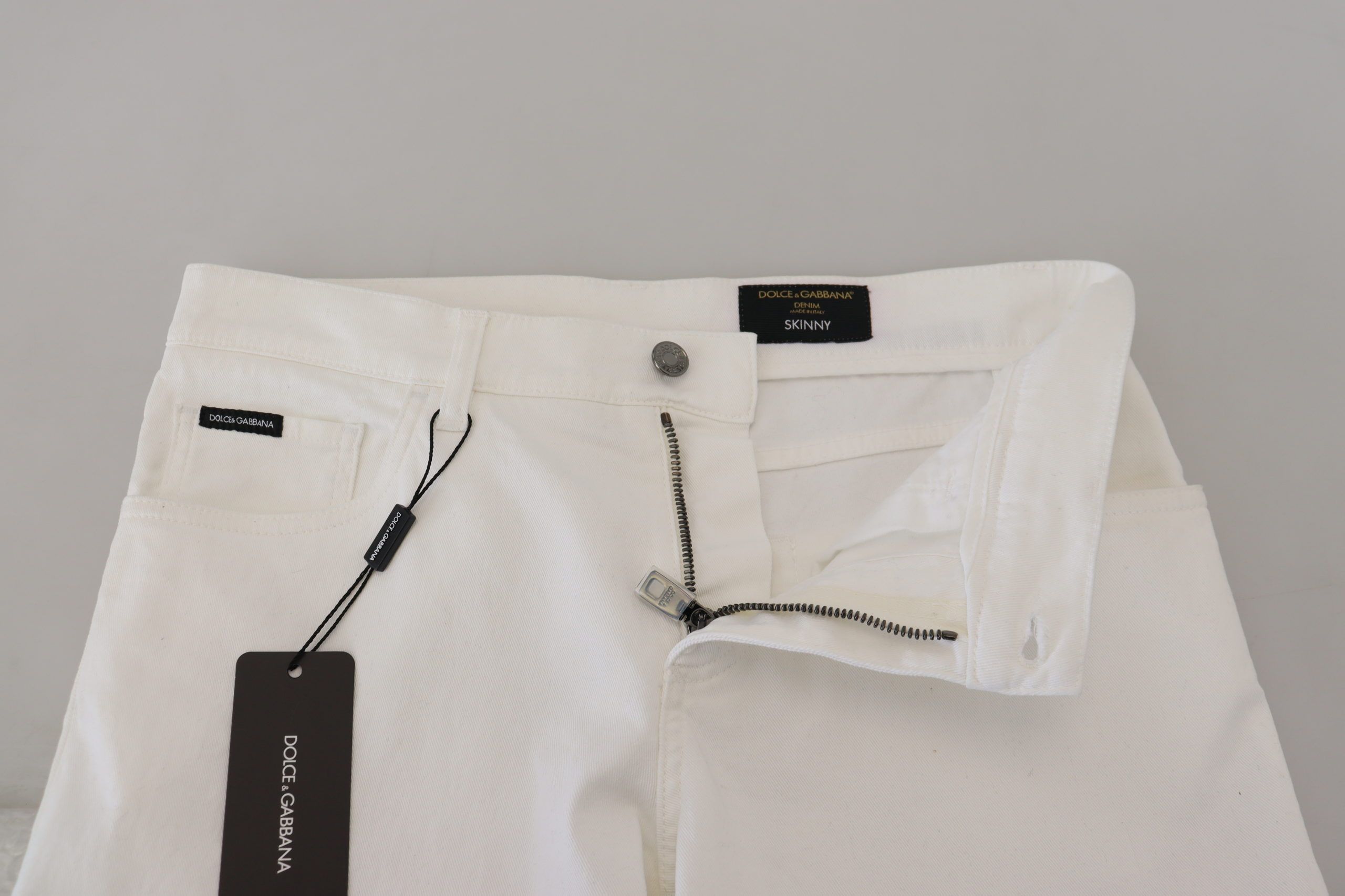 Dolce & Gabbana White Slim Skinny Stretch Cotton Denim Jeans-7