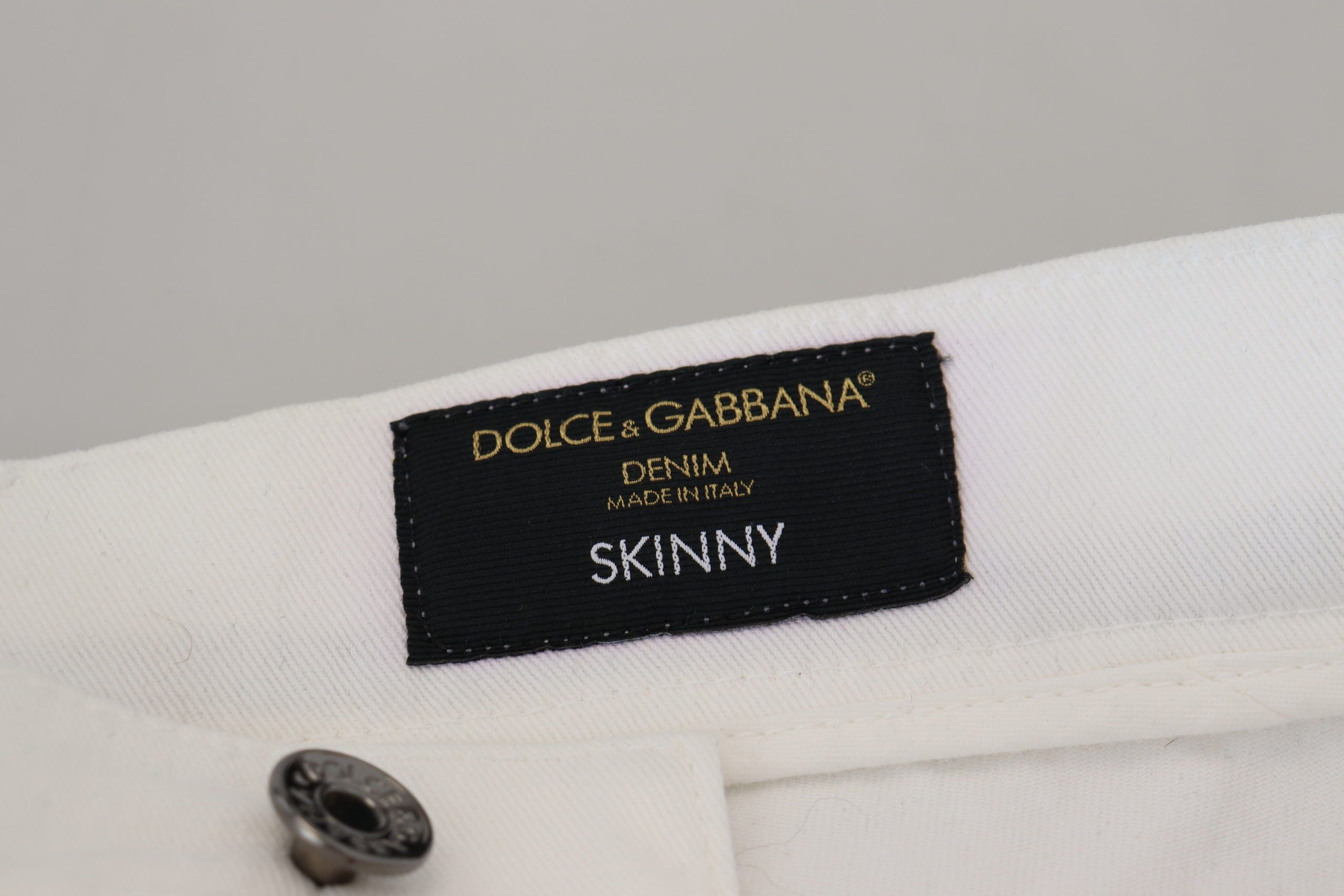 Dolce & Gabbana White Slim Skinny Stretch Cotton Denim Jeans-8