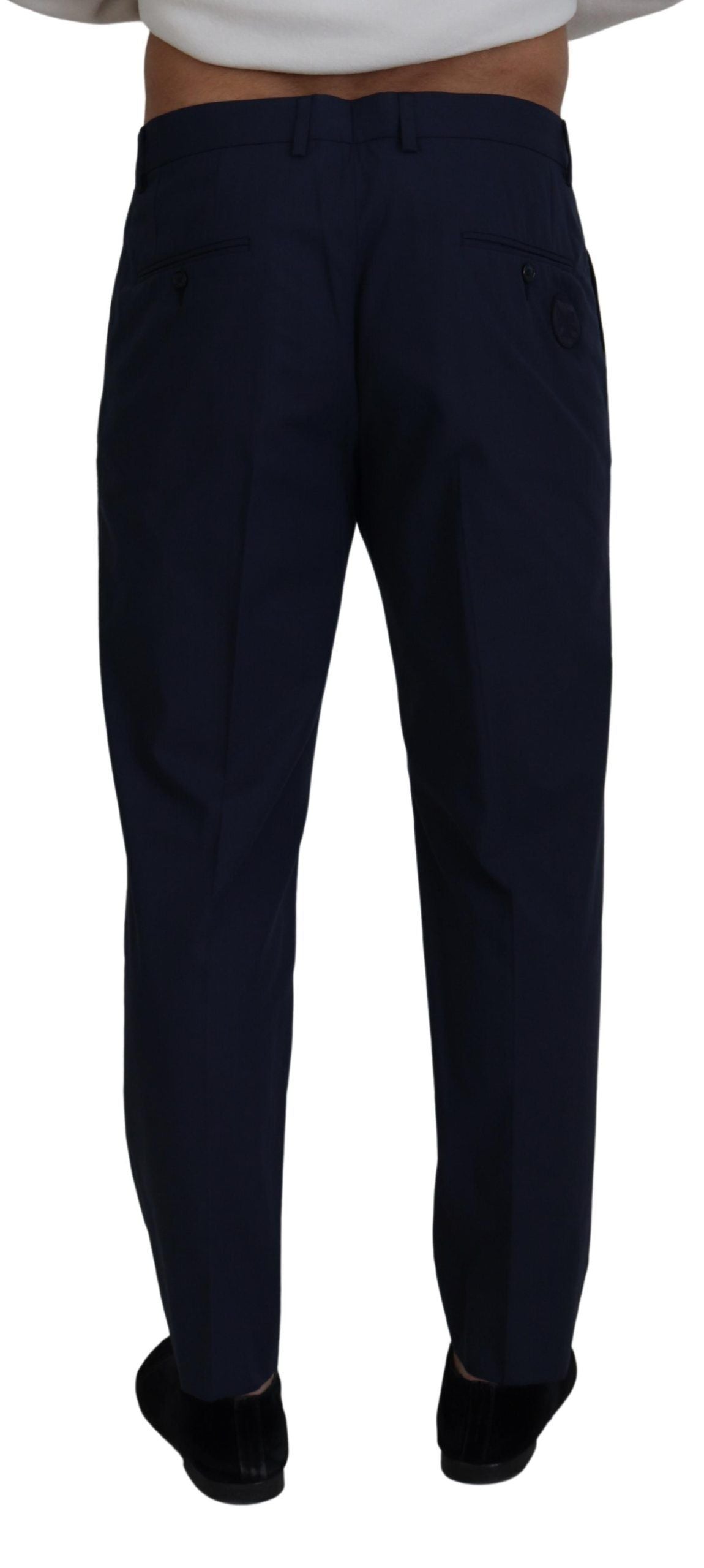 Dolce & Gabbana Blue Cotton Slim Fit Chinos Trousers-2