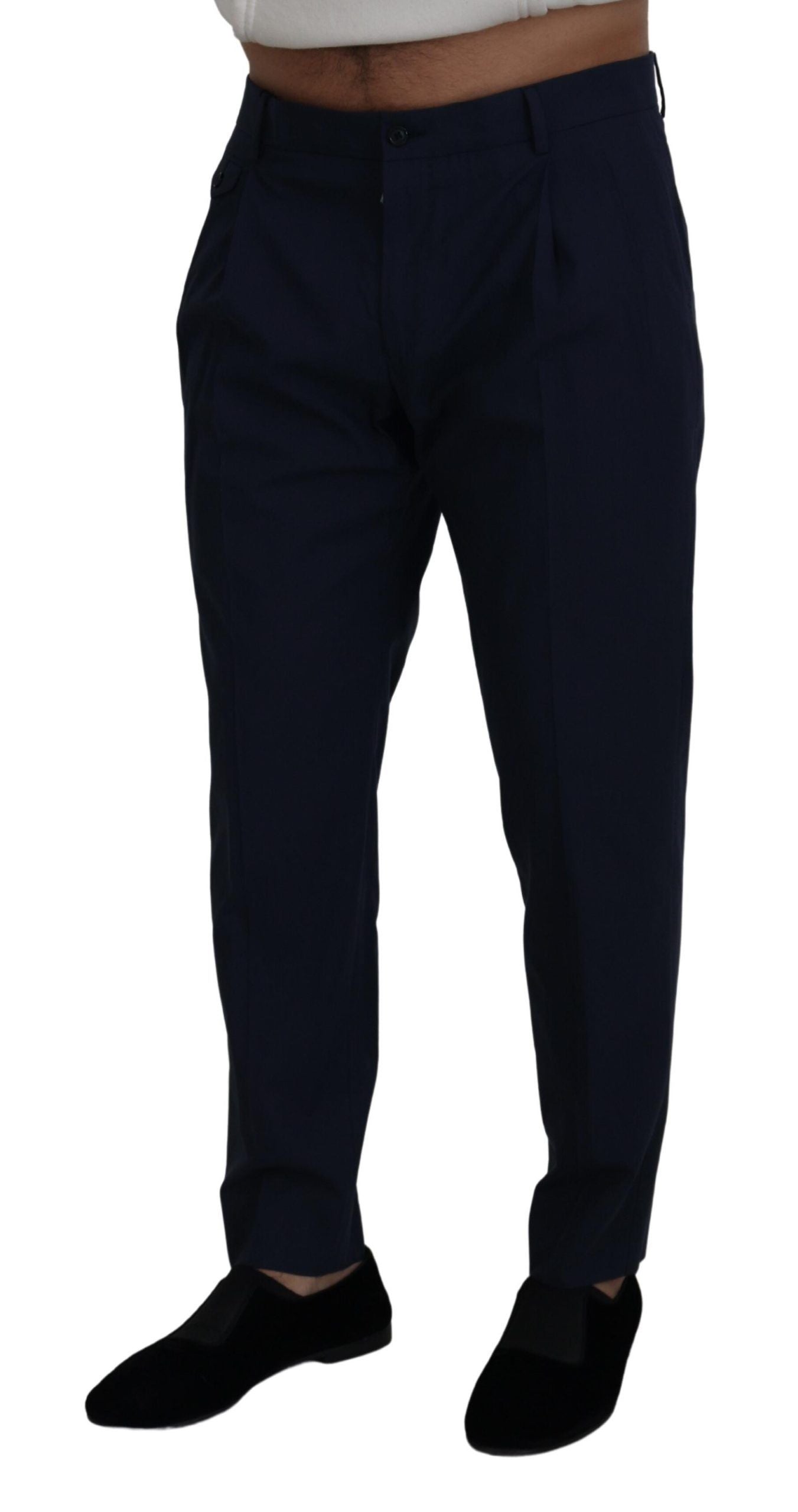 Dolce & Gabbana Blue Cotton Slim Fit Chinos Trousers-3