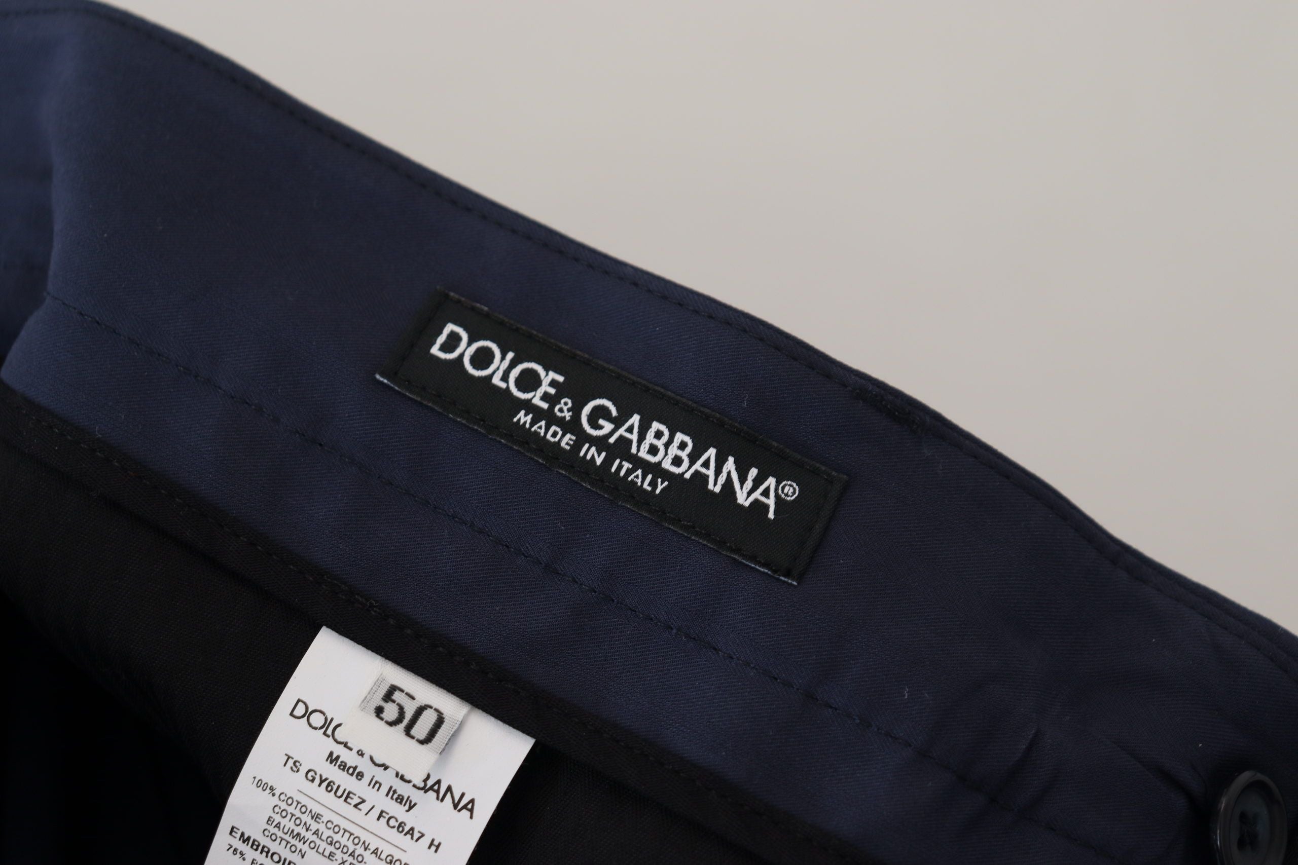 Dolce & Gabbana Blue Cotton Slim Fit Chinos Trousers-6