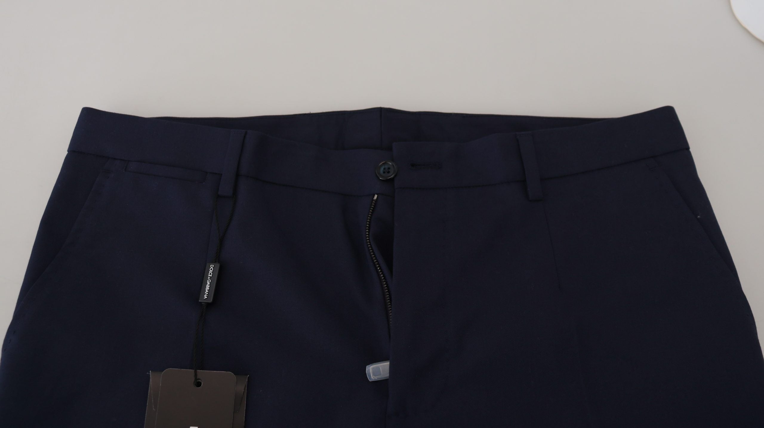 Dolce & Gabbana Blue Linen-Cotton Slim Fit Chinos Trousers-2