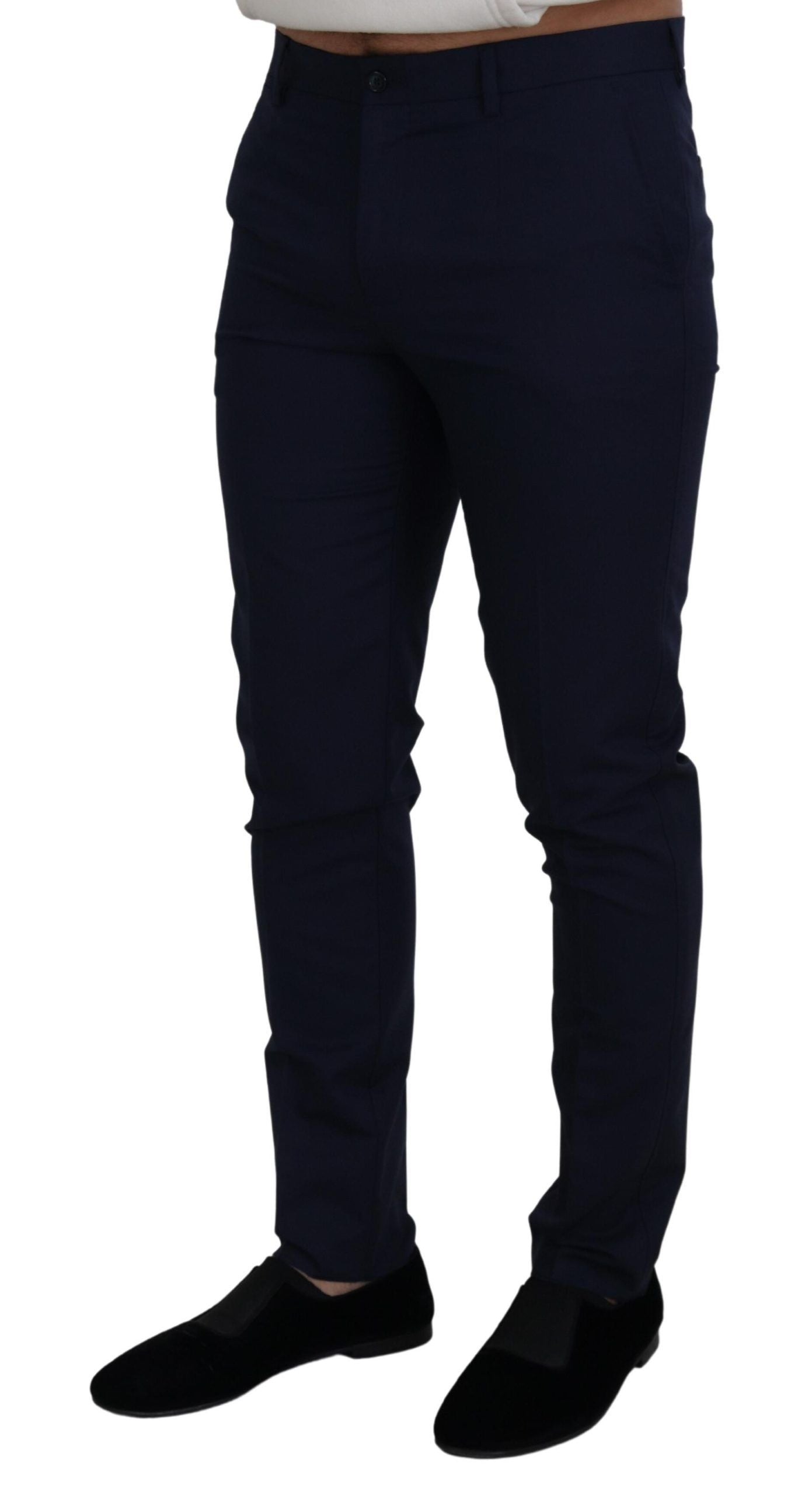 Dolce & Gabbana Blue Linen-Cotton Slim Fit Chinos Trousers-5