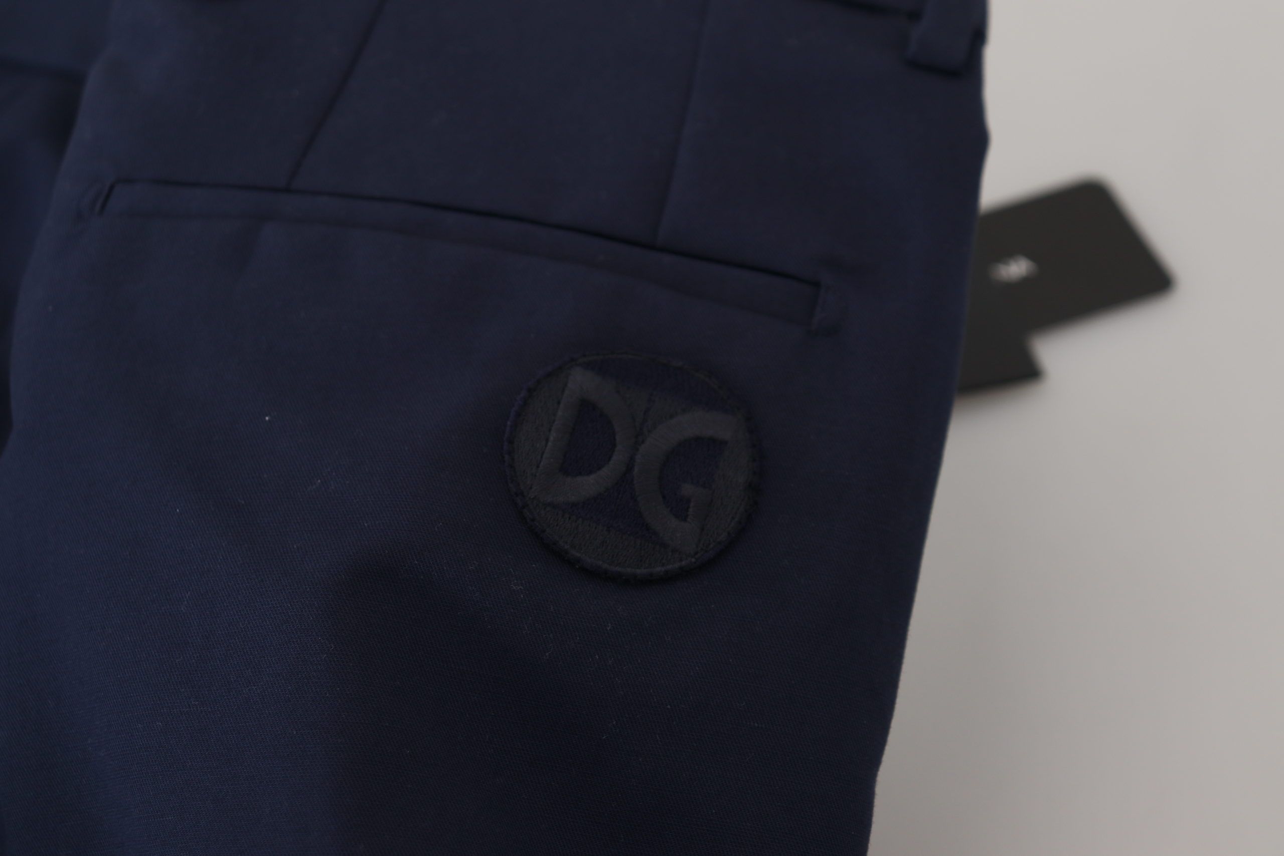 Dolce & Gabbana Blue Linen-Cotton Slim Fit Chinos Trousers-7