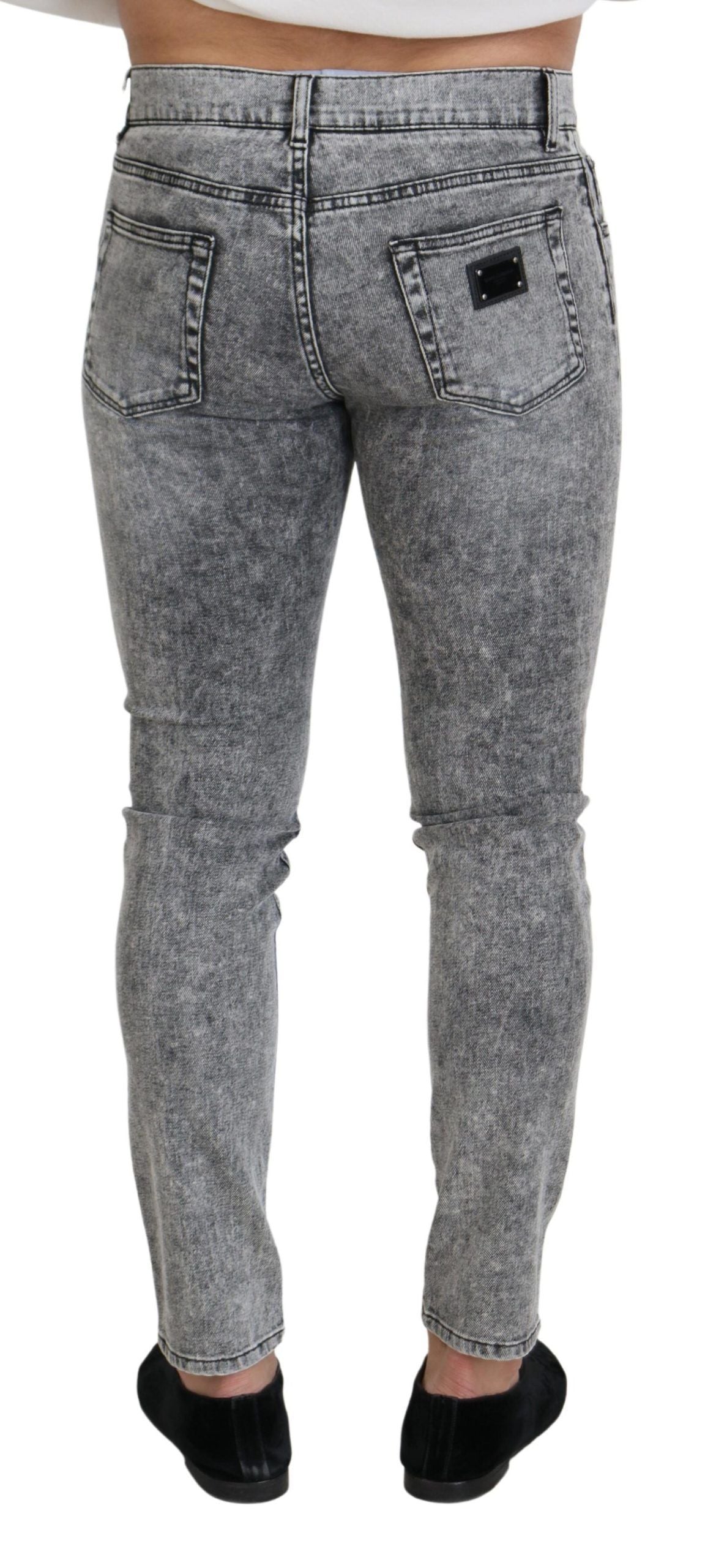 Dolce & Gabbana Grey Slim Fit Wash Stretch Cotton Denim Jeans-2