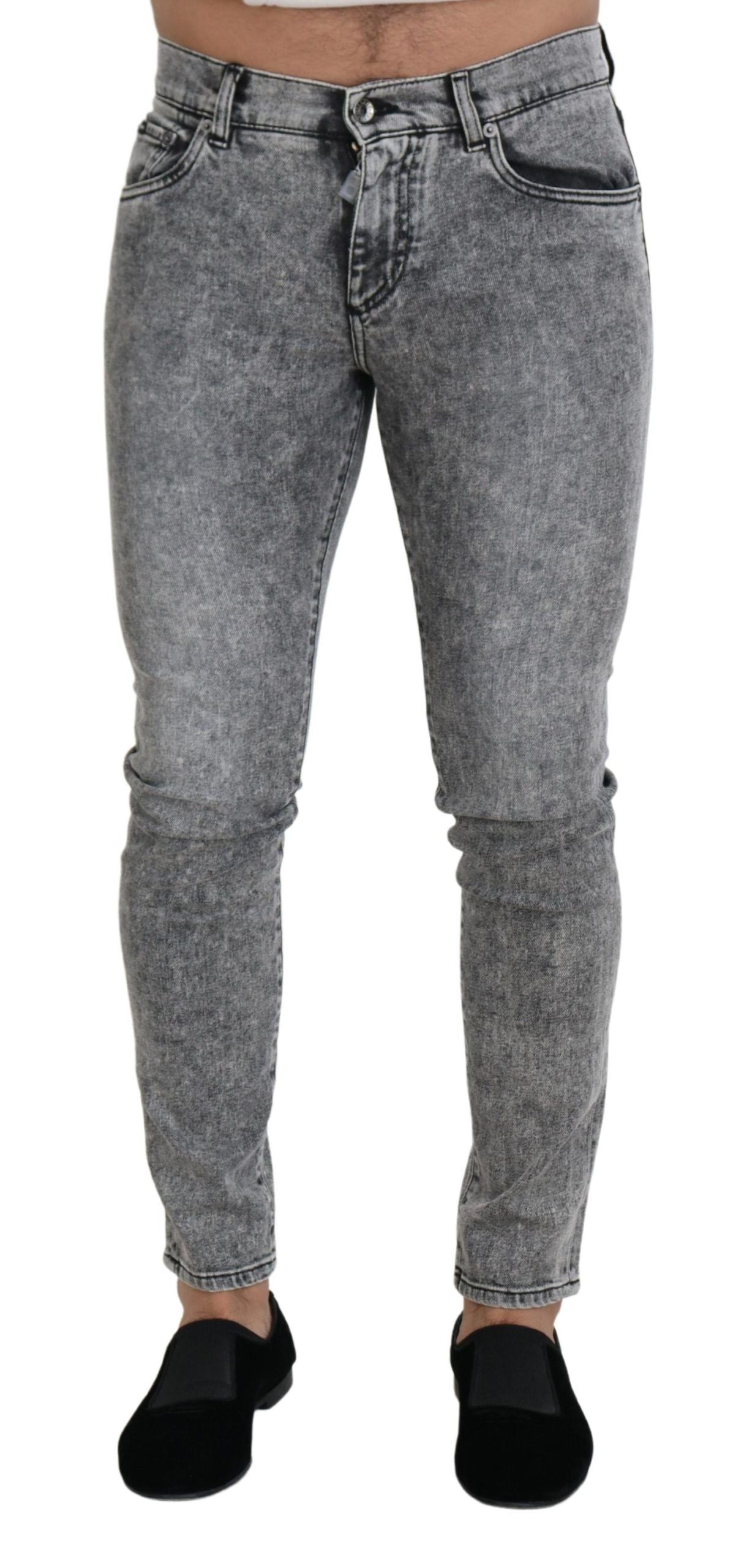 Dolce & Gabbana Grey Slim Fit Wash Stretch Cotton Denim Jeans
