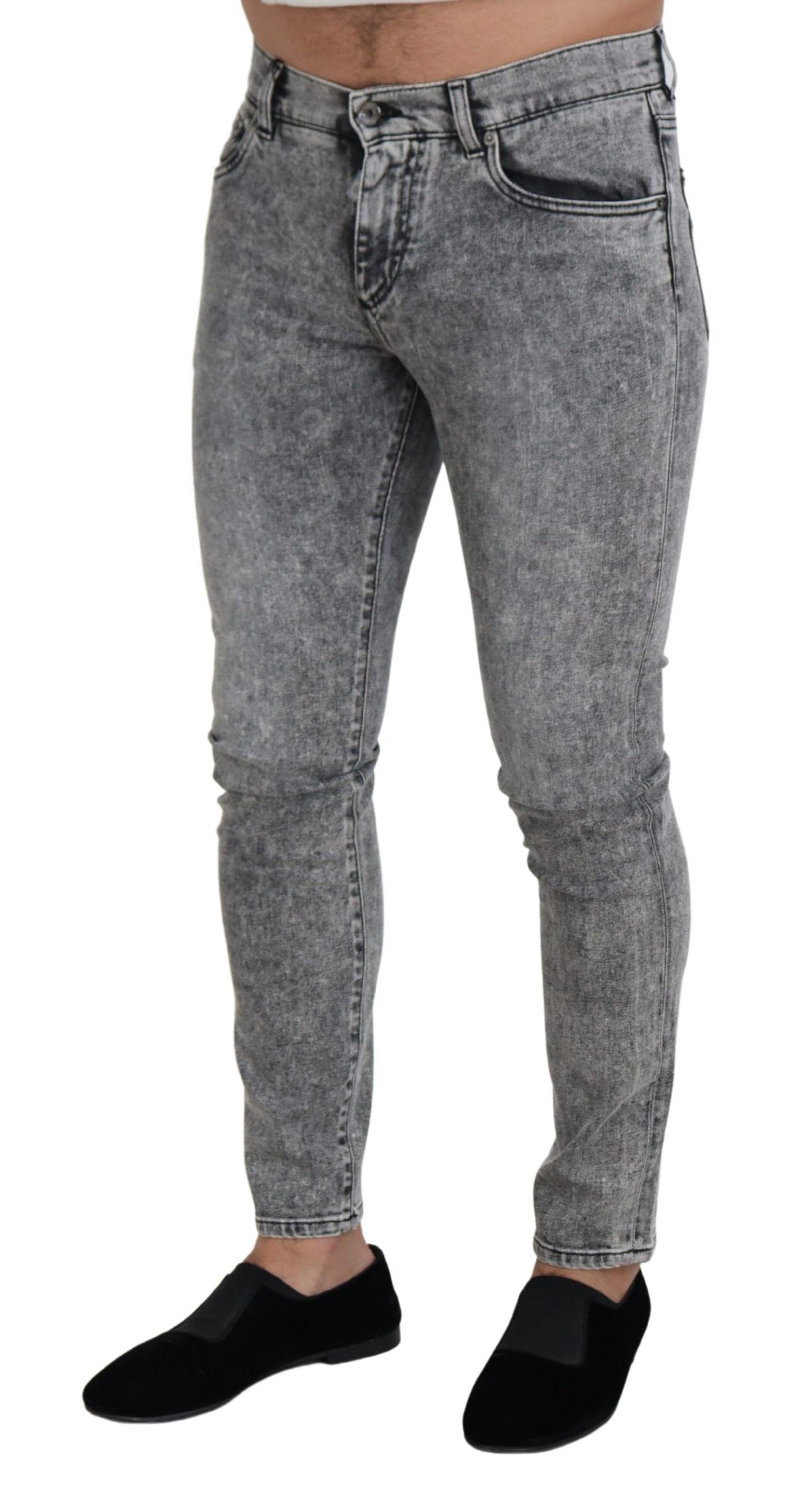 Dolce & Gabbana Grey Slim Fit Wash Stretch Cotton Denim Jeans-3