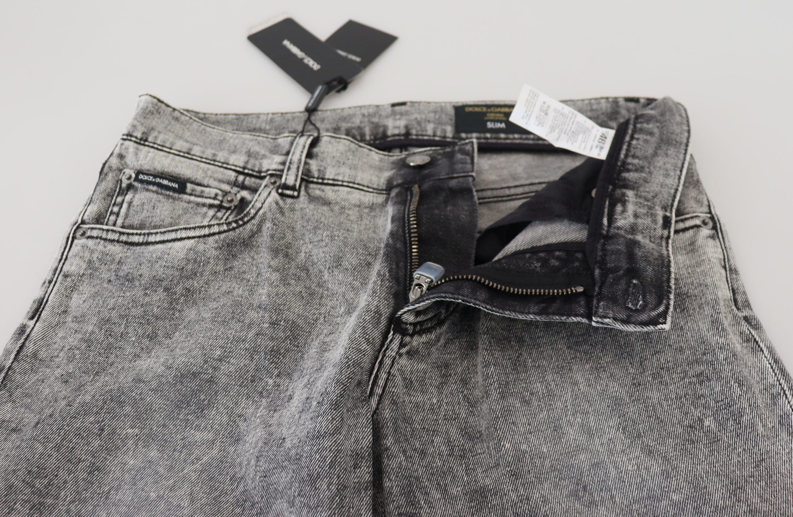 Dolce & Gabbana Grey Slim Fit Wash Stretch Cotton Denim Jeans-5