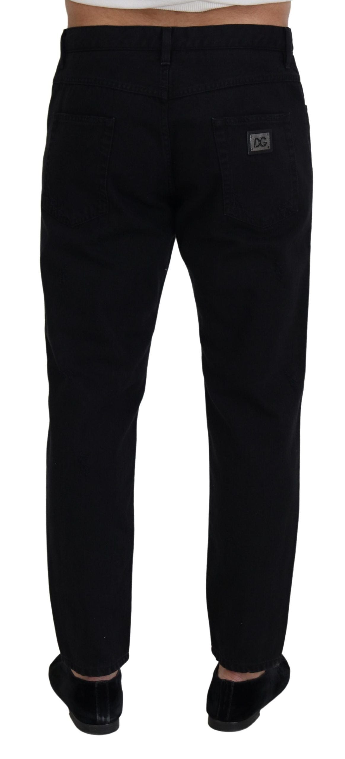 Dolce & Gabbana Black Loose Regular Ripped Cotton Jeans-3